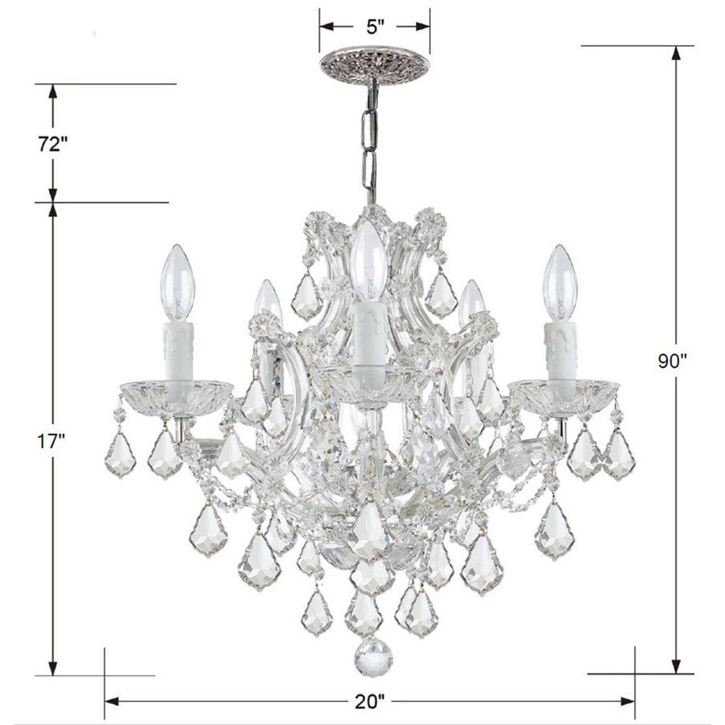 Crystorama Maria Theresa 4405-CH-CL-I – 20 Inch – 6 Light – Chandelier – Clear Crystal – Polished Chrome – Dry Rated