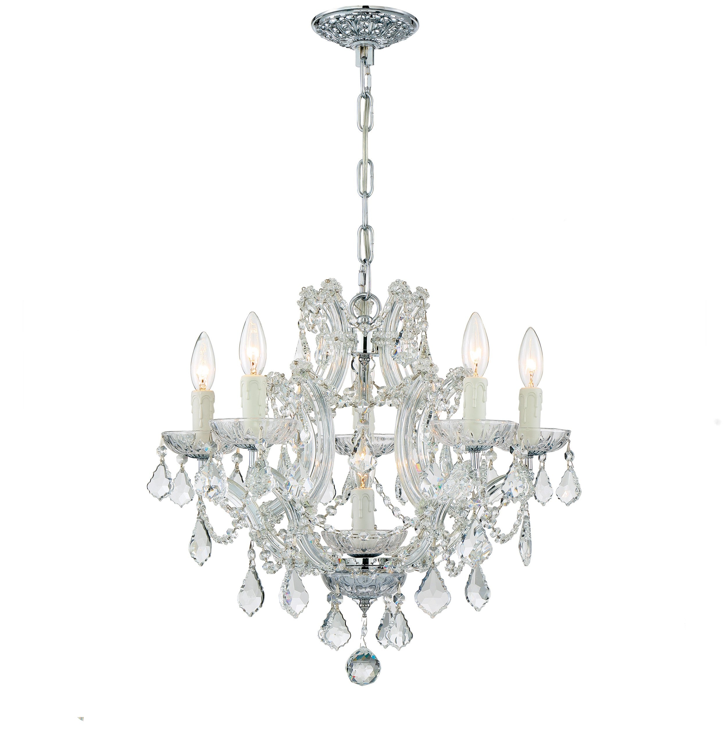 Crystorama Maria Theresa 4405-CH-CL-MWP – 20 Inch – 6 Light – Chandelier – Clear Crystal – Polished Chrome – Dry Rated