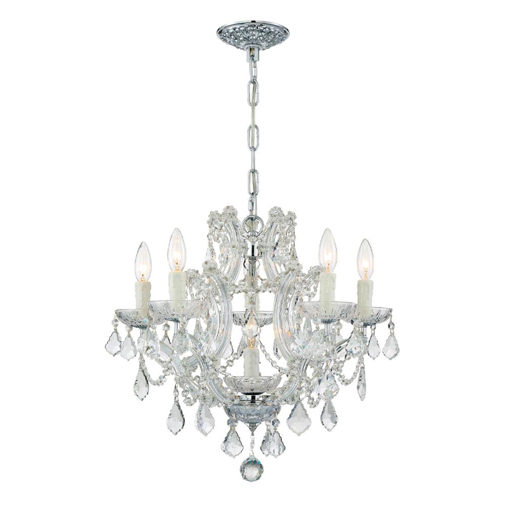 Maria Theresa 6 Light Hand Cut Crystal Polished Chrome Chandelier