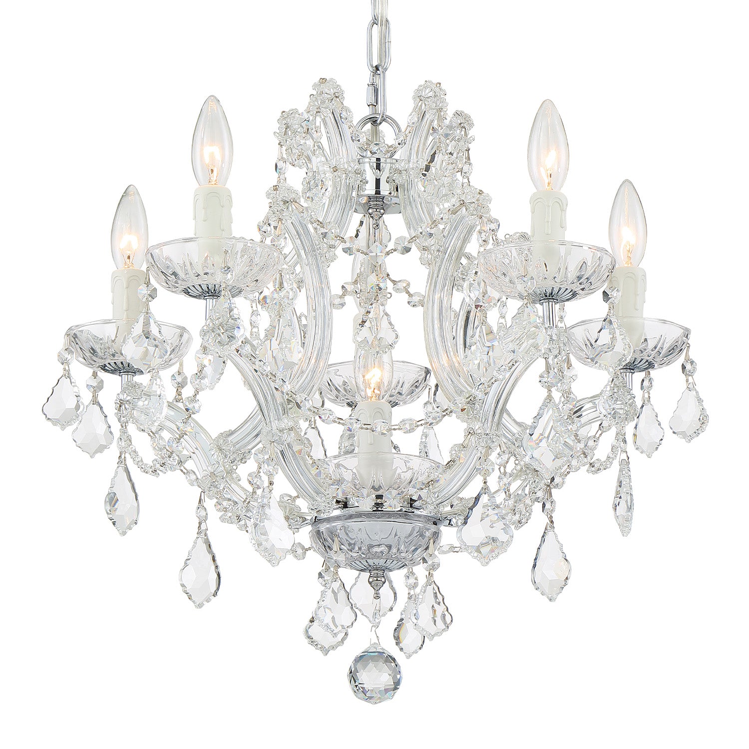 Crystorama Maria Theresa 4405-CH-CL-MWP – 20 Inch – 6 Light – Chandelier – Clear Crystal – Polished Chrome – Dry Rated