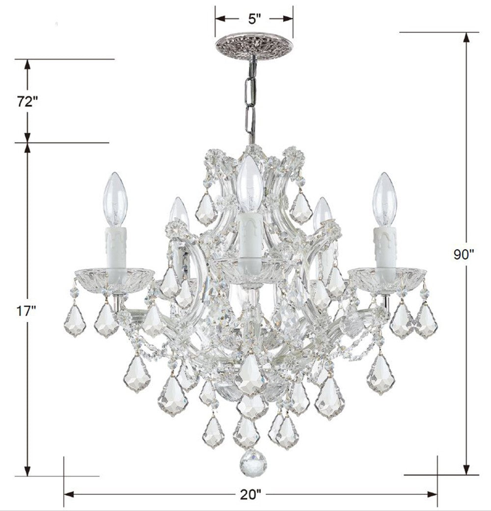 Crystorama Maria Theresa 4405-CH-CL-MWP – 20 Inch – 6 Light – Chandelier – Clear Crystal – Polished Chrome – Dry Rated