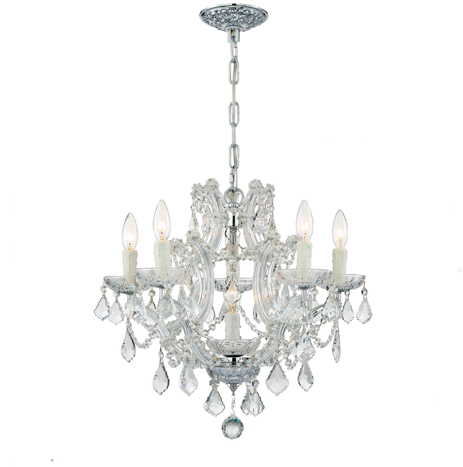 Crystorama Maria Theresa 4405-CH-CL-SAQ – 20 Inch – 6 Light – Chandelier – Clear Crystal – Polished Chrome – Dry Rated