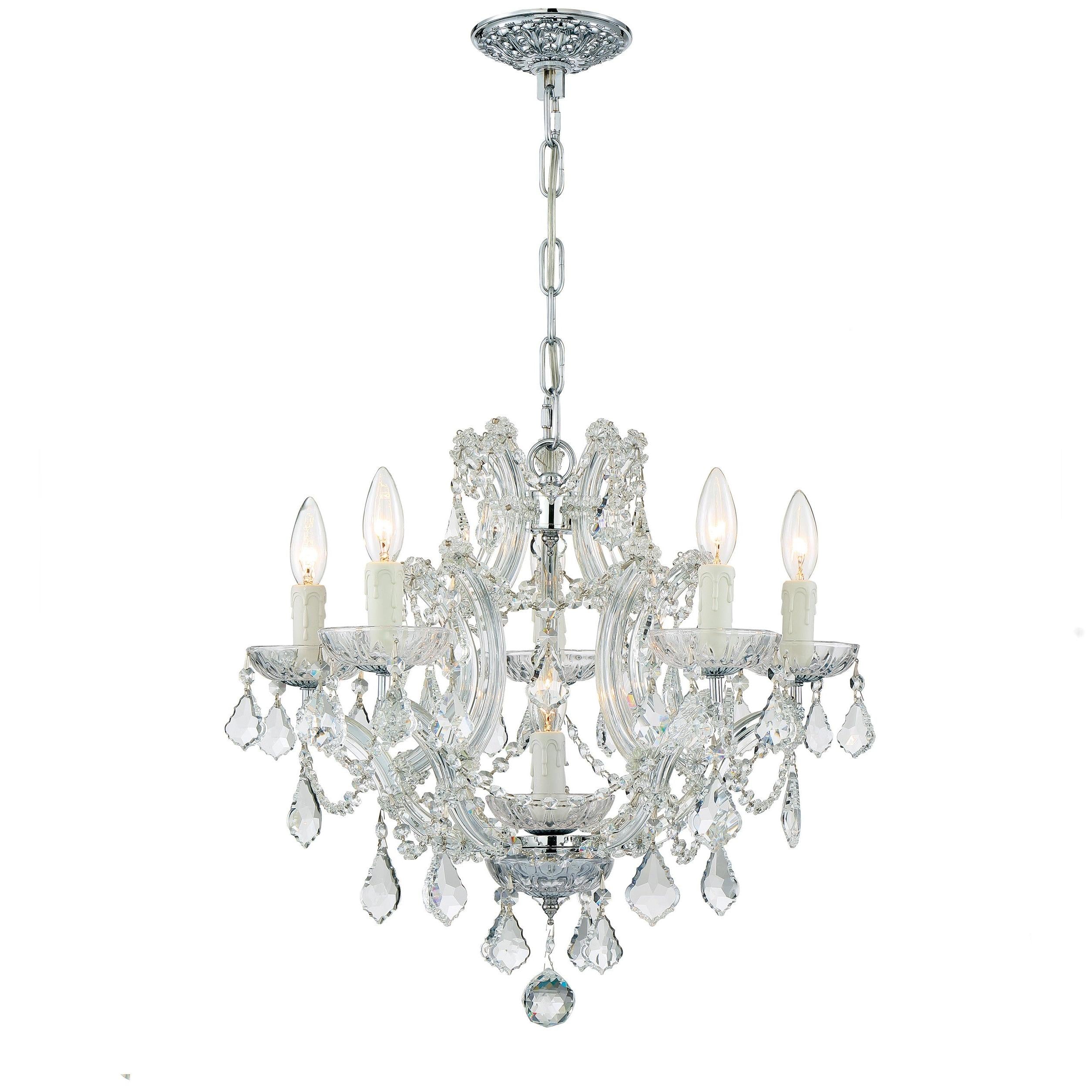 Crystorama Maria Theresa 4405-CH-CL-SAQ – 20 Inch – 6 Light – Chandelier – Clear Crystal – Polished Chrome – Dry Rated