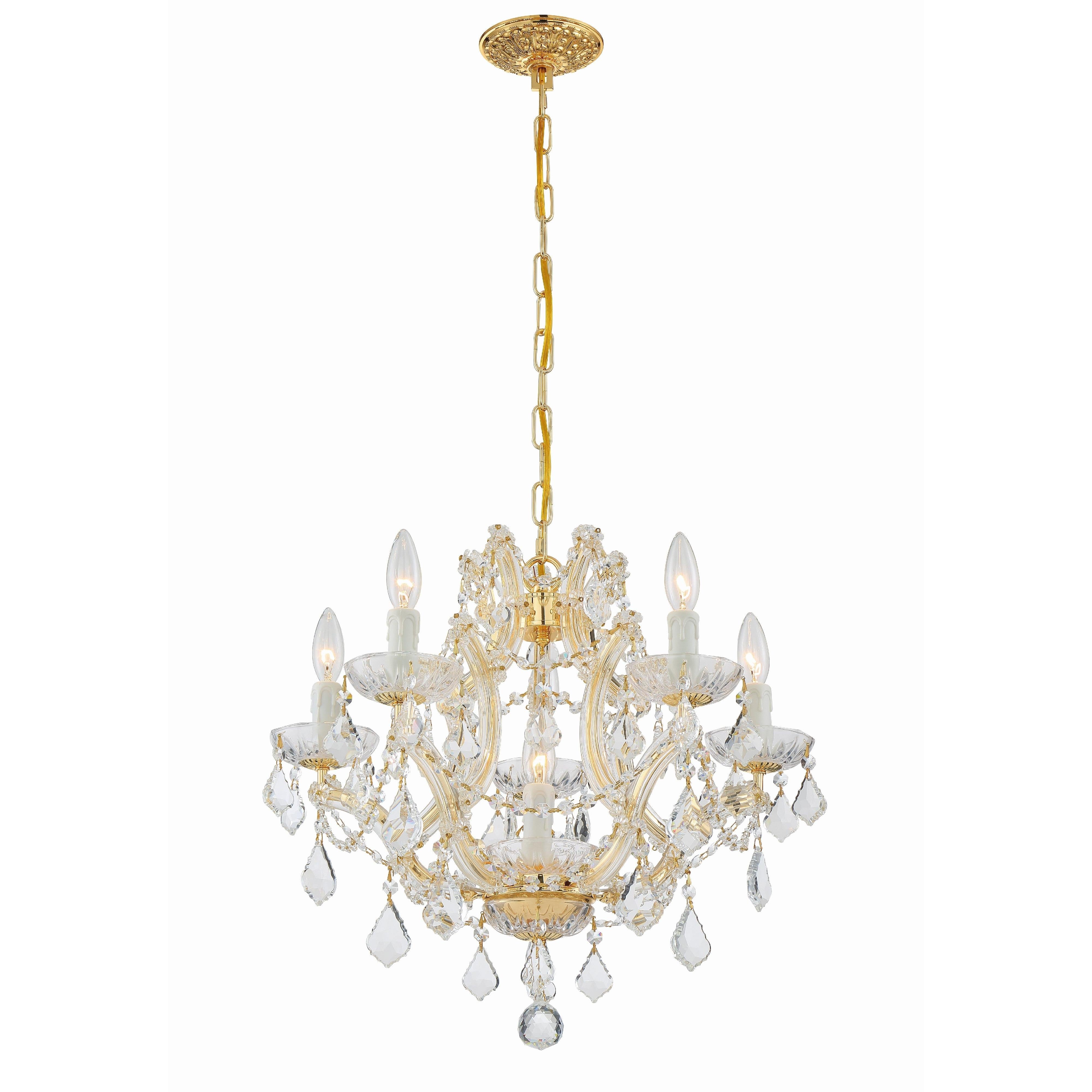 Crystorama Maria Theresa 4405-GD-CL-I – 20 Inch – 6 Light – Chandelier – Clear Crystal – Gold – Dry Rated