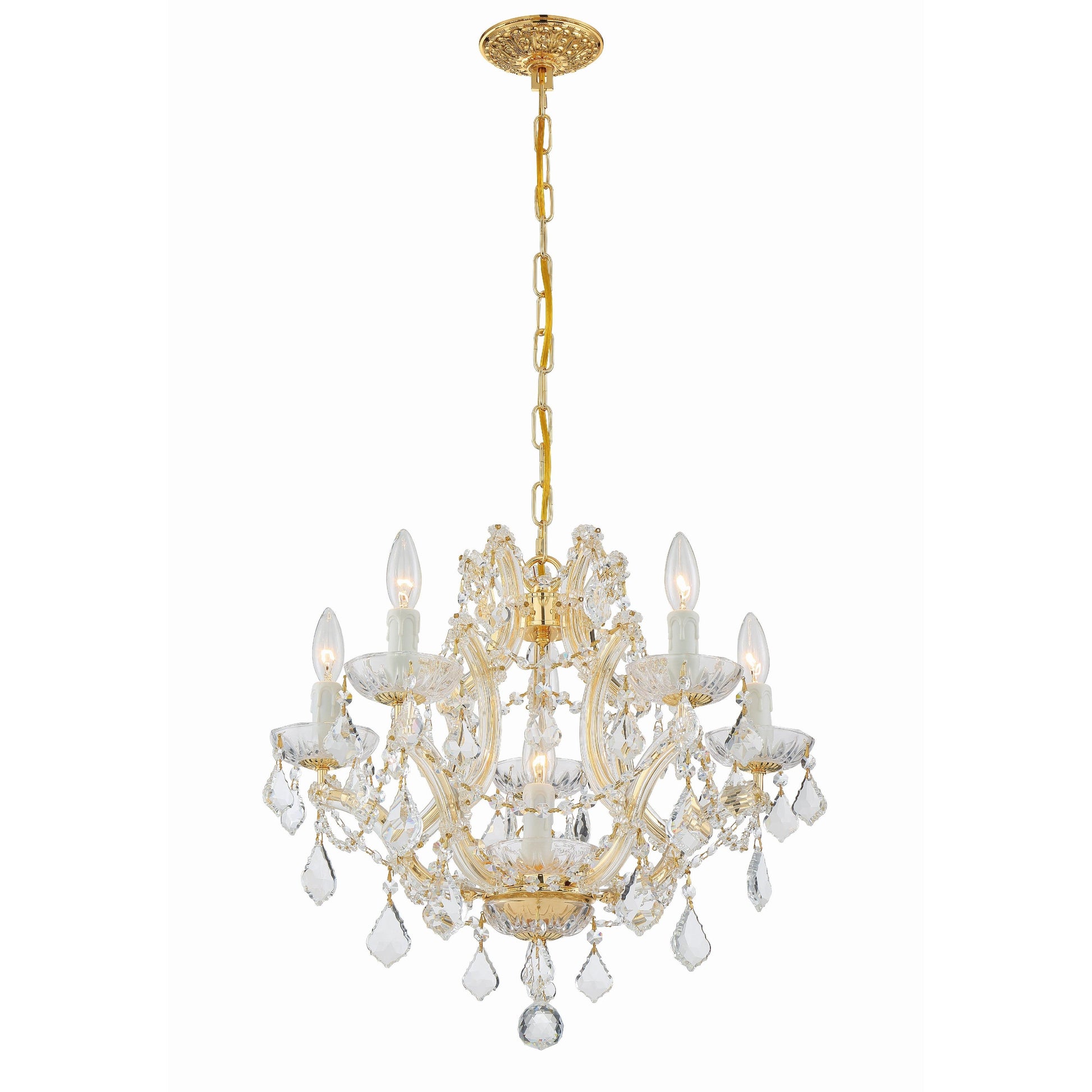Crystorama Maria Theresa 4405-GD-CL-MWP – 20 Inch – 6 Light – Chandelier – Clear Crystal – Gold – Dry Rated
