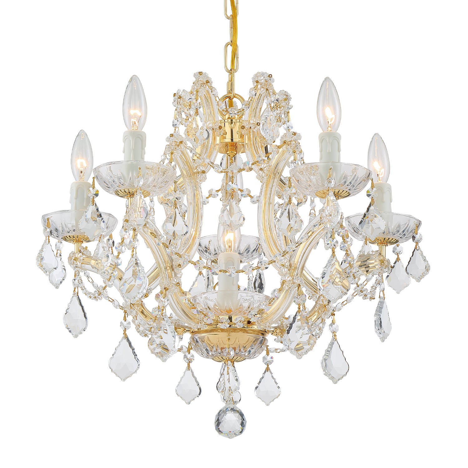 Crystorama Maria Theresa 4405-GD-CL-MWP – 20 Inch – 6 Light – Chandelier – Clear Crystal – Gold – Dry Rated