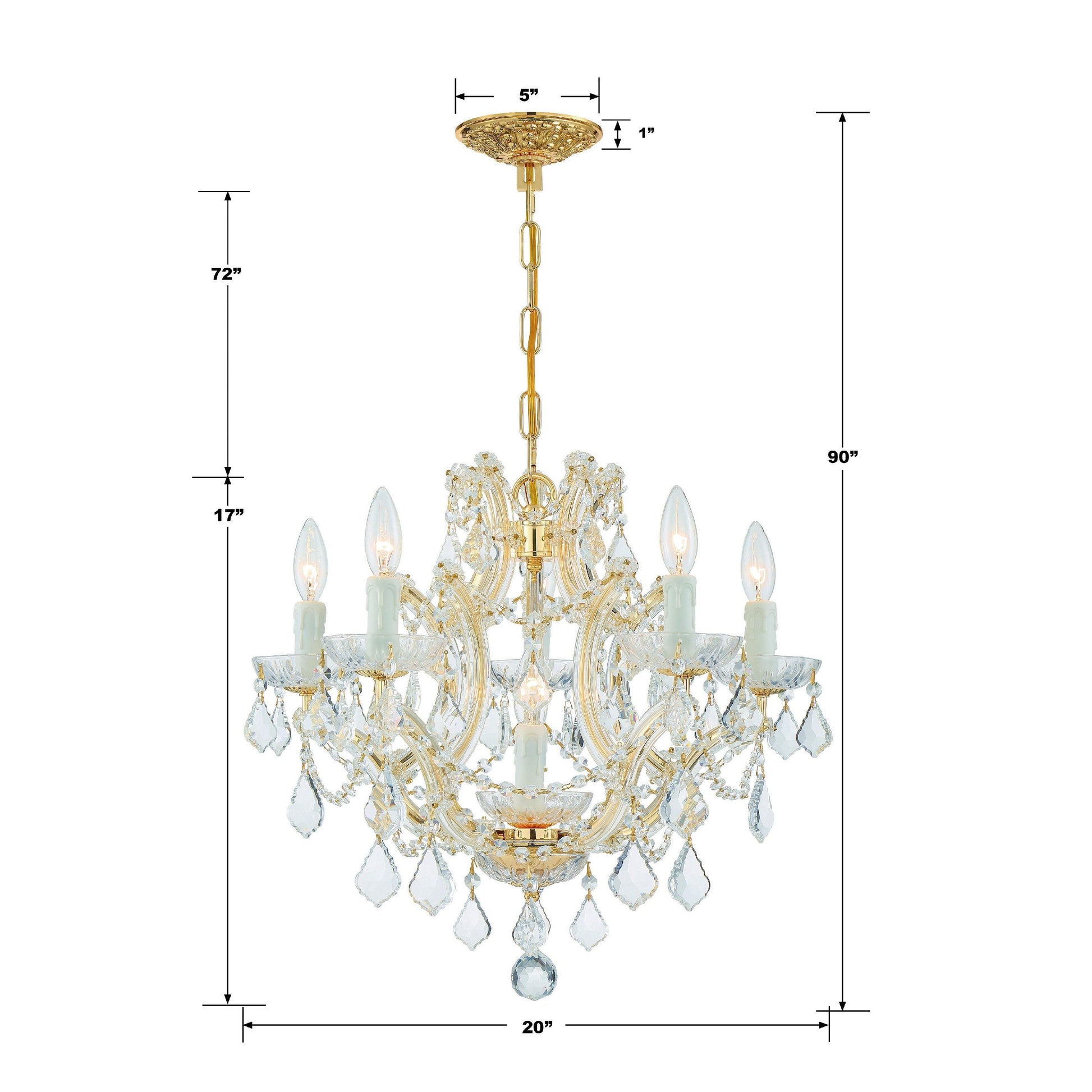 Crystorama Maria Theresa 4405-GD-CL-MWP – 20 Inch – 6 Light – Chandelier – Clear Crystal – Gold – Dry Rated