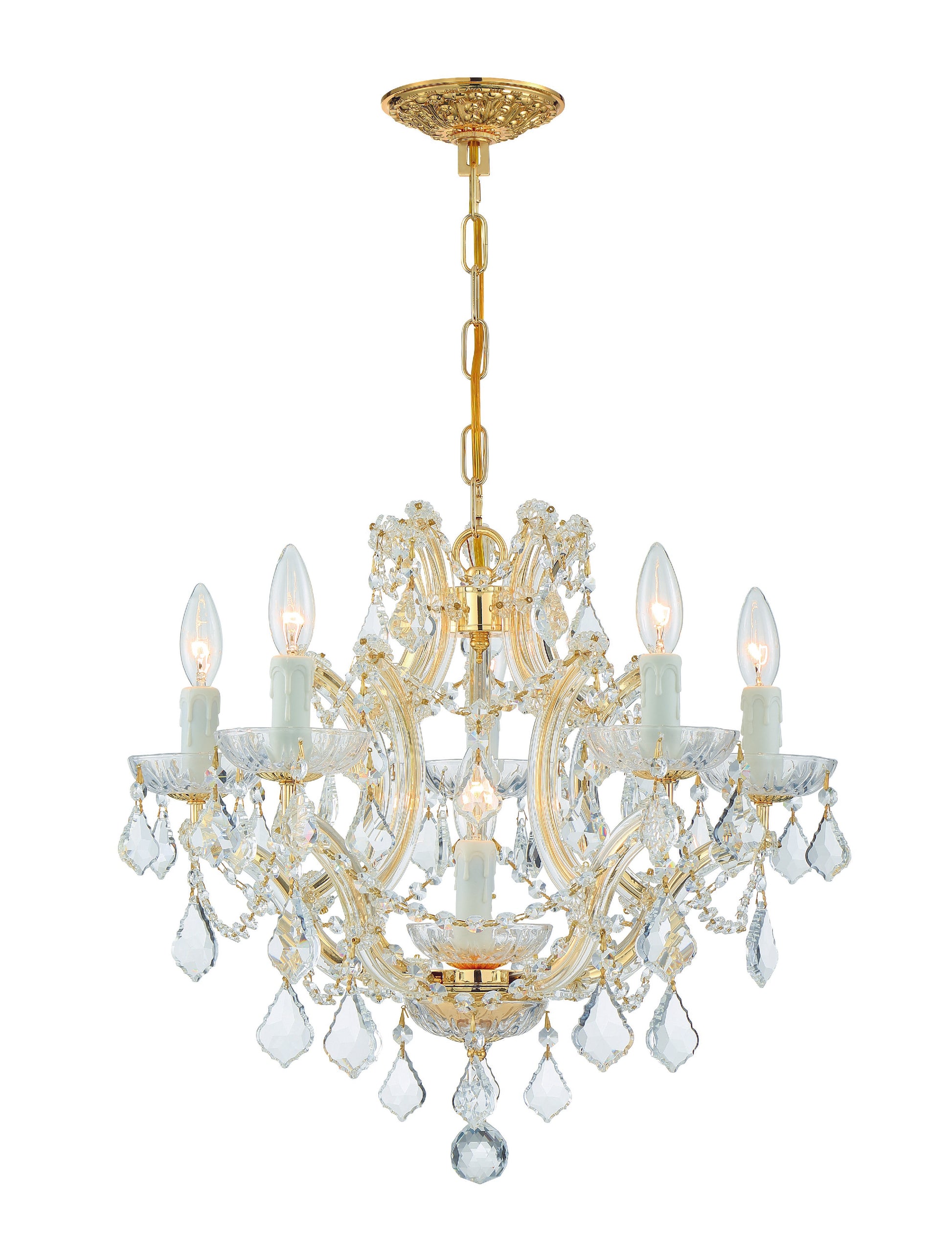 Crystorama Maria Theresa 4405-GD-CL-SAQ – 20 Inch – 6 Light – Chandelier – Clear Crystal – Gold – Dry Rated