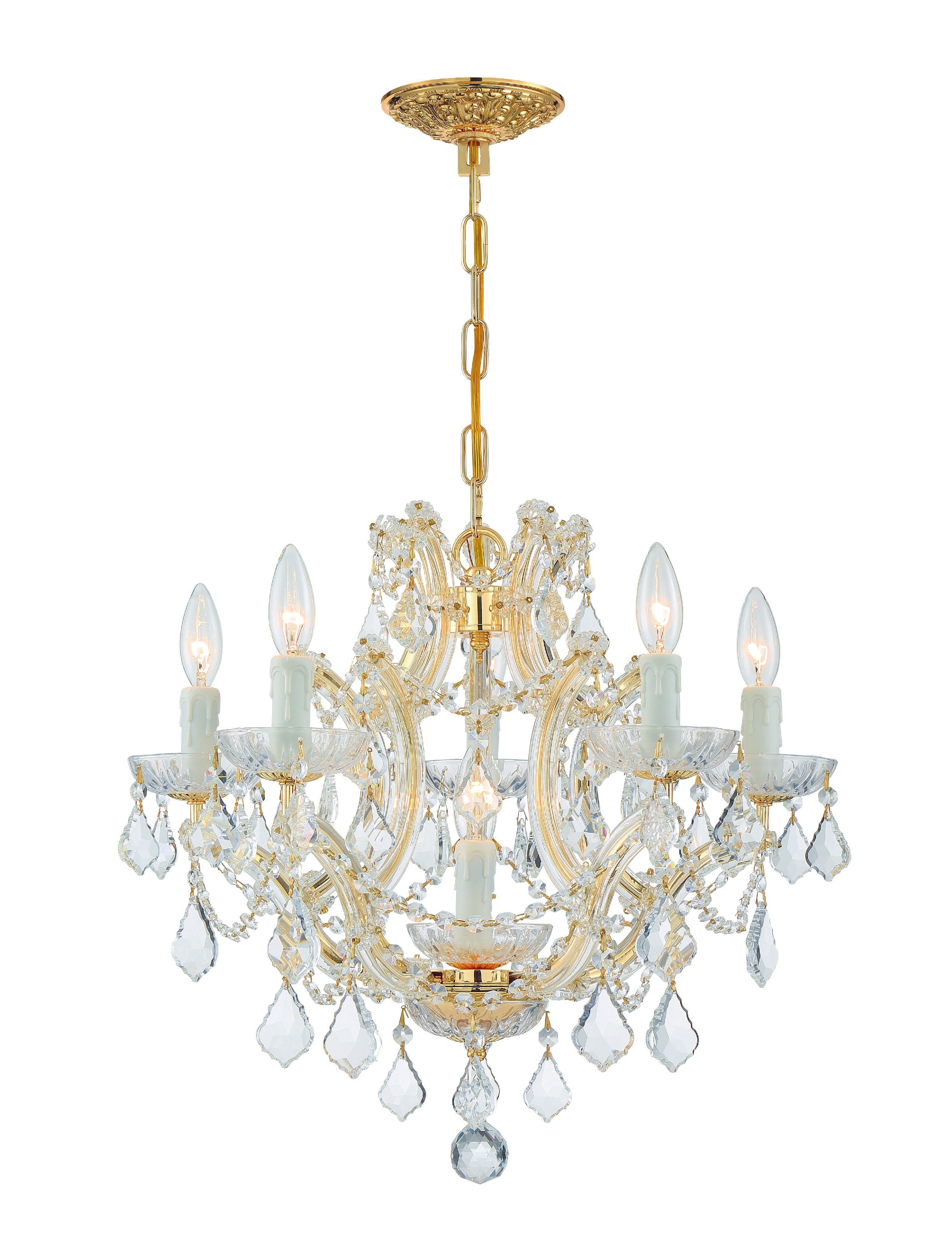 Crystorama Maria Theresa 4405-GD-CL-SAQ – 20 Inch – 6 Light – Chandelier – Clear Crystal – Gold – Dry Rated
