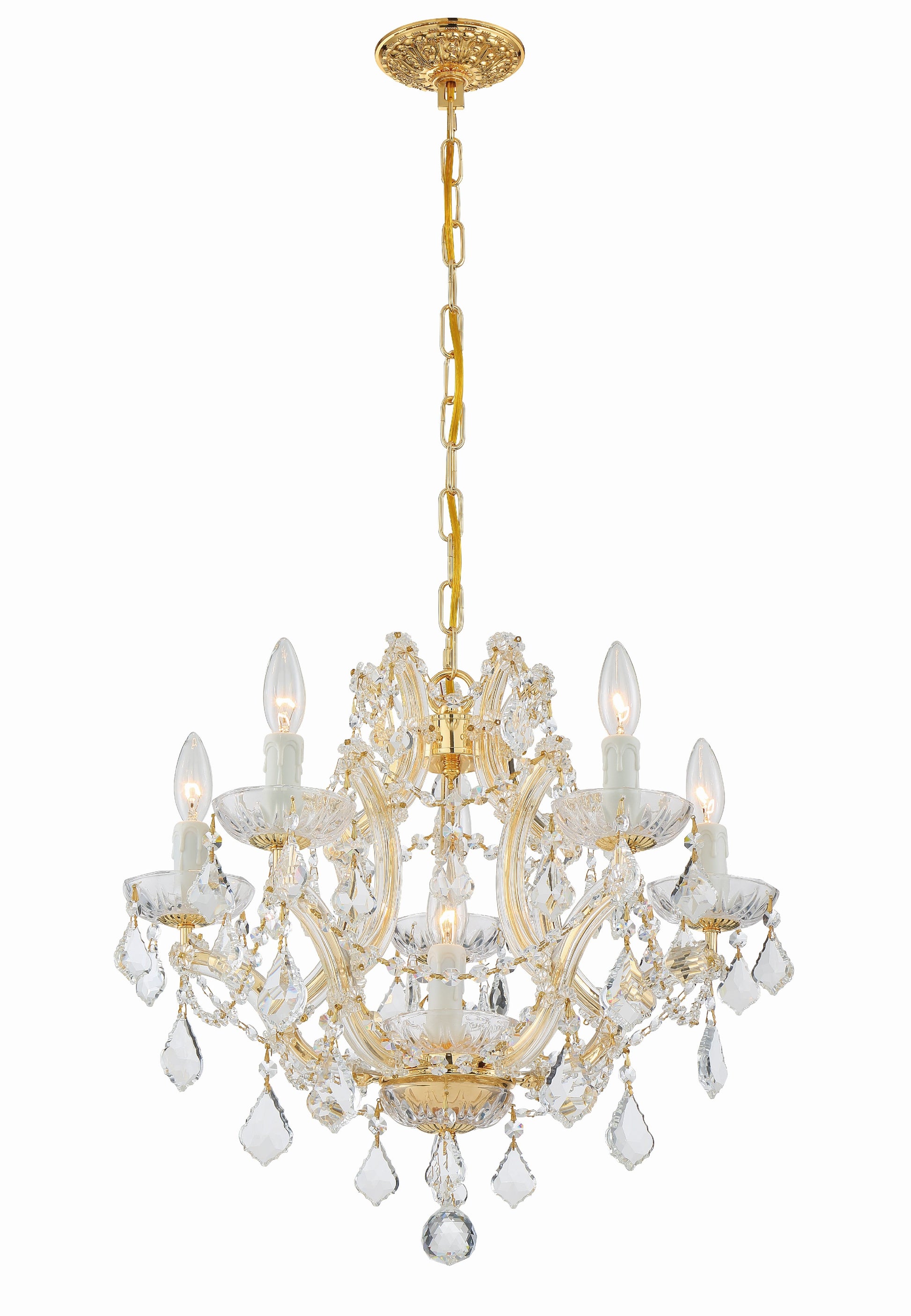 Crystorama Maria Theresa 4405-GD-CL-SAQ – 20 Inch – 6 Light – Chandelier – Clear Crystal – Gold – Dry Rated