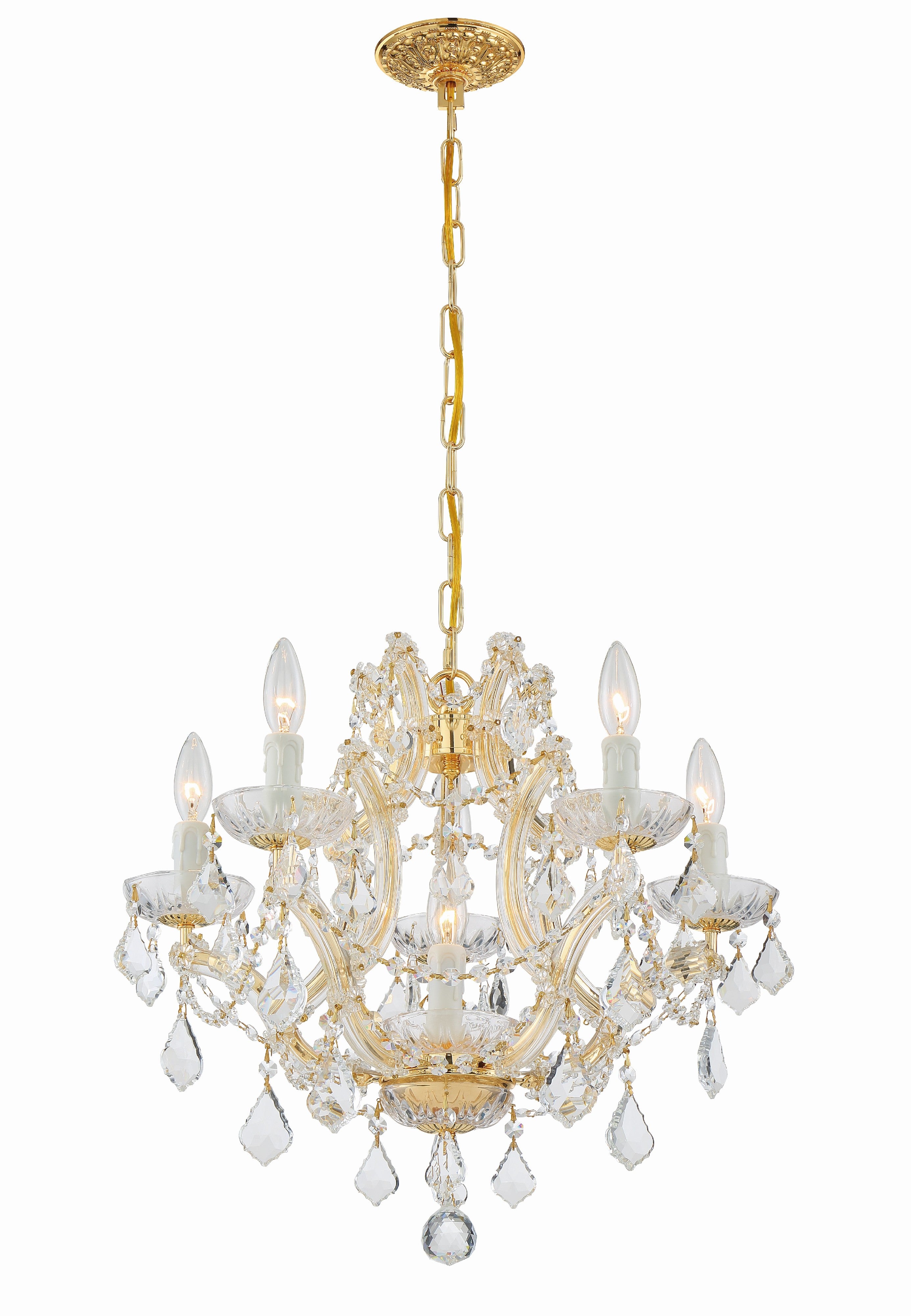 Crystorama Maria Theresa 4405-GD-CL-SAQ – 20 Inch – 6 Light – Chandelier – Clear Crystal – Gold – Dry Rated