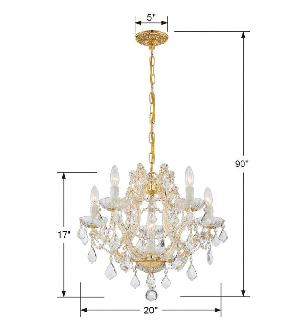 Crystorama Lighting 4405-GD-CL-SAQ Chandelier, UL Dry Rated, Gold