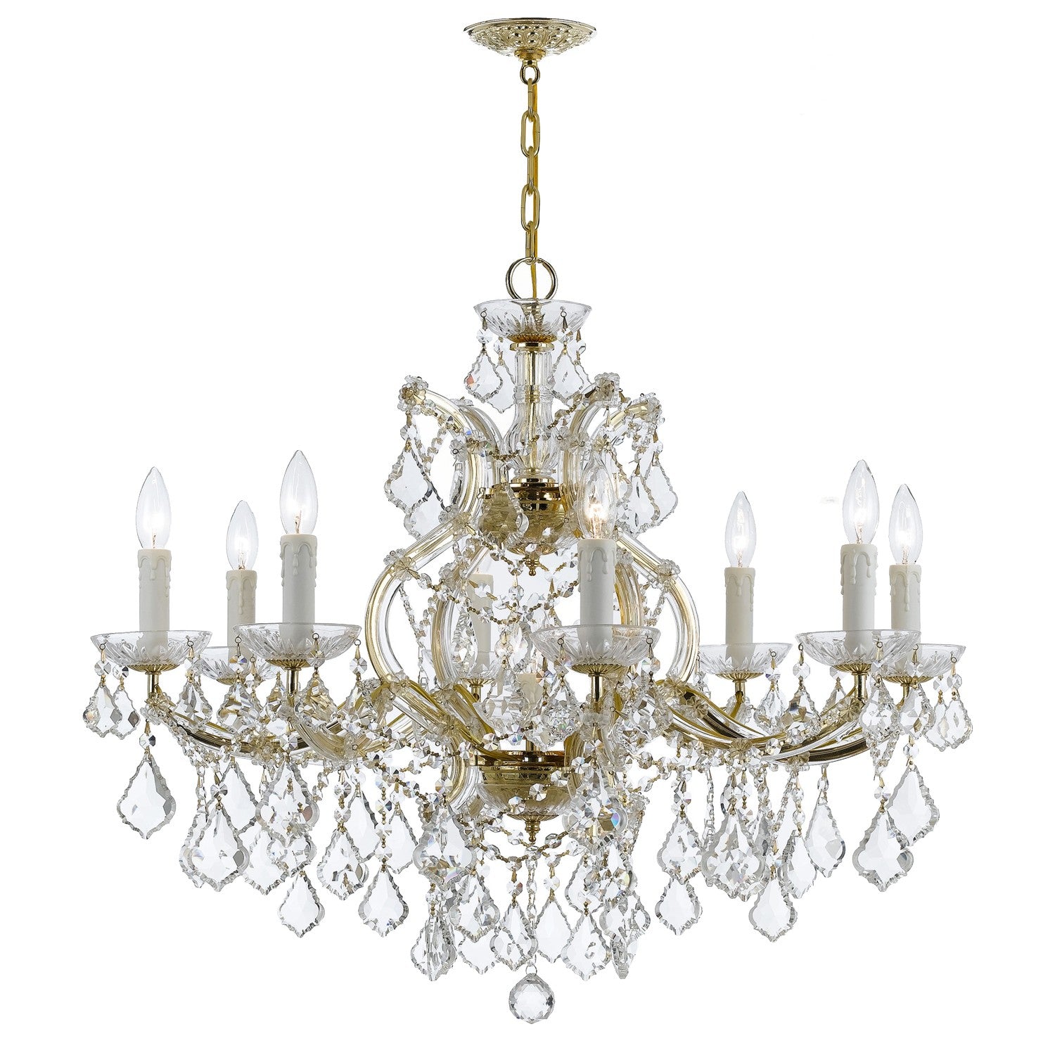 Crystorama Maria Theresa 4408-GD-CL-MWP – 26 Inch – 9 Light – Chandelier – Clear Crystal – Gold – Dry Rated