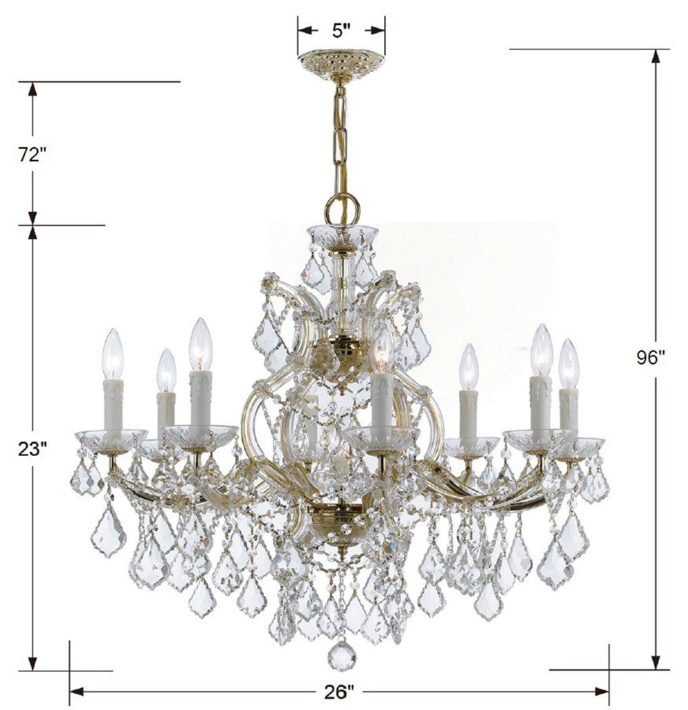 Crystorama Lighting 4408-GD-CL-S Chandelier, UL Dry Rated, Gold
