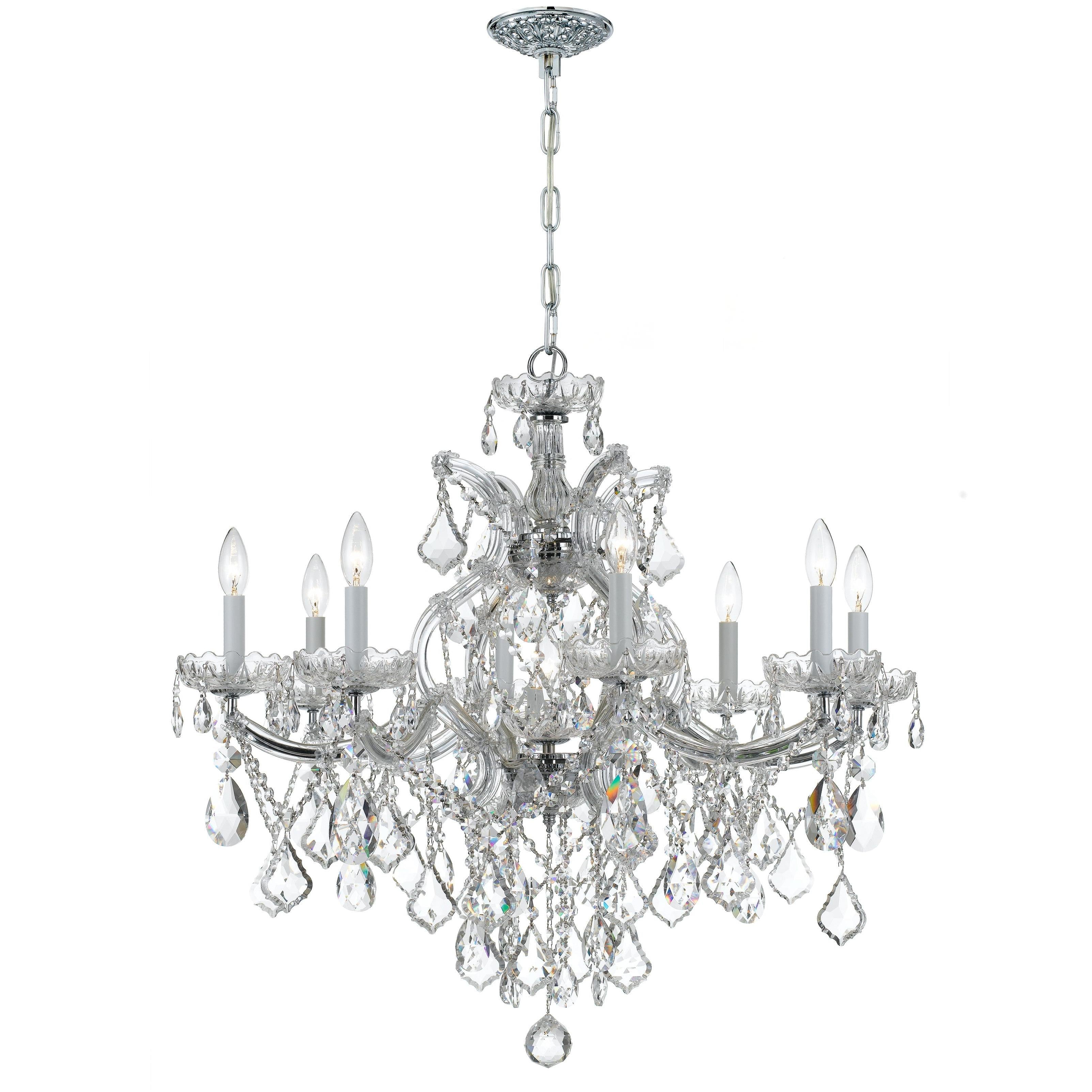Crystorama Maria Theresa 4409-CH-CL-S – 28 Inch – 9 Light – Chandelier – Clear Crystal – Polished Chrome – Damp Rated