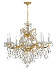 Crystorama Maria Theresa 4409-GD-CL-MWP – 28 Inch – 9 Light – Chandelier – Clear Crystal – Gold – Damp Rated