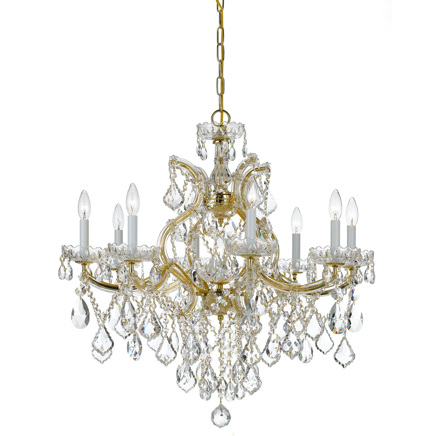 Crystorama Maria Theresa 4409-GD-CL-MWP – 28 Inch – 9 Light – Chandelier – Clear Crystal – Gold – Damp Rated