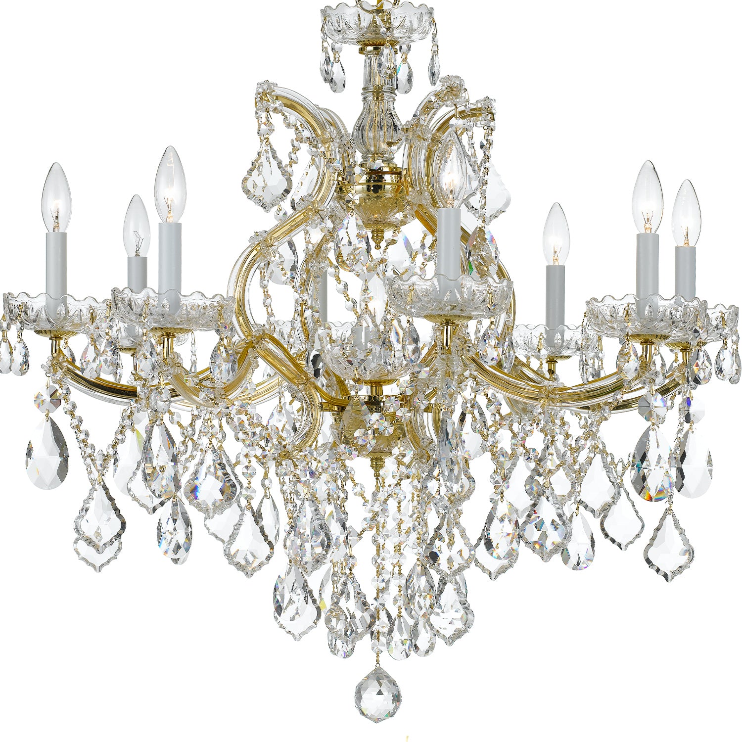 Crystorama Maria Theresa 4409-GD-CL-MWP – 28 Inch – 9 Light – Chandelier – Clear Crystal – Gold – Damp Rated