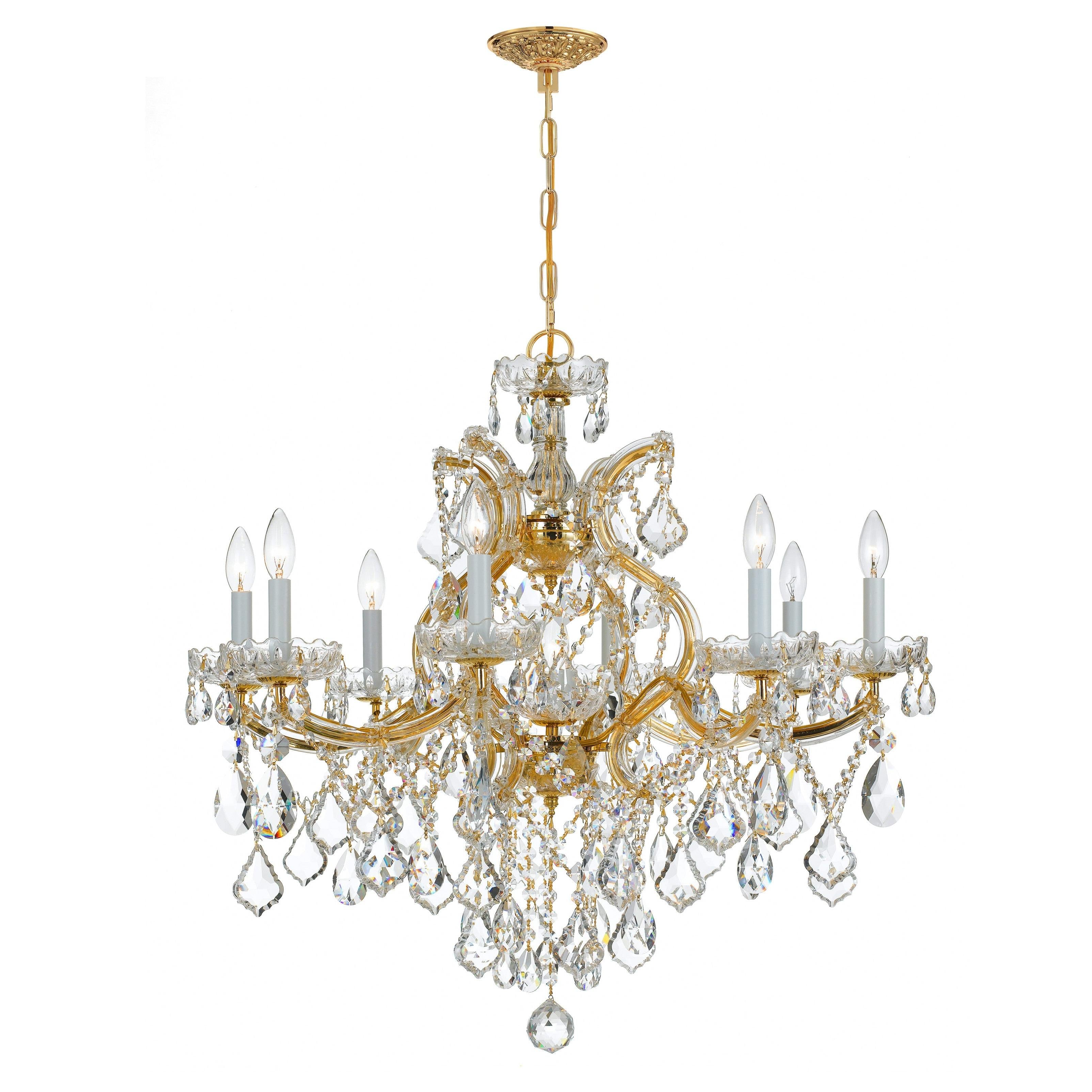 Crystorama Maria Theresa 4409-GD-CL-SAQ – 28 Inch – 9 Light – Chandelier – Clear Crystal – Gold – Damp Rated