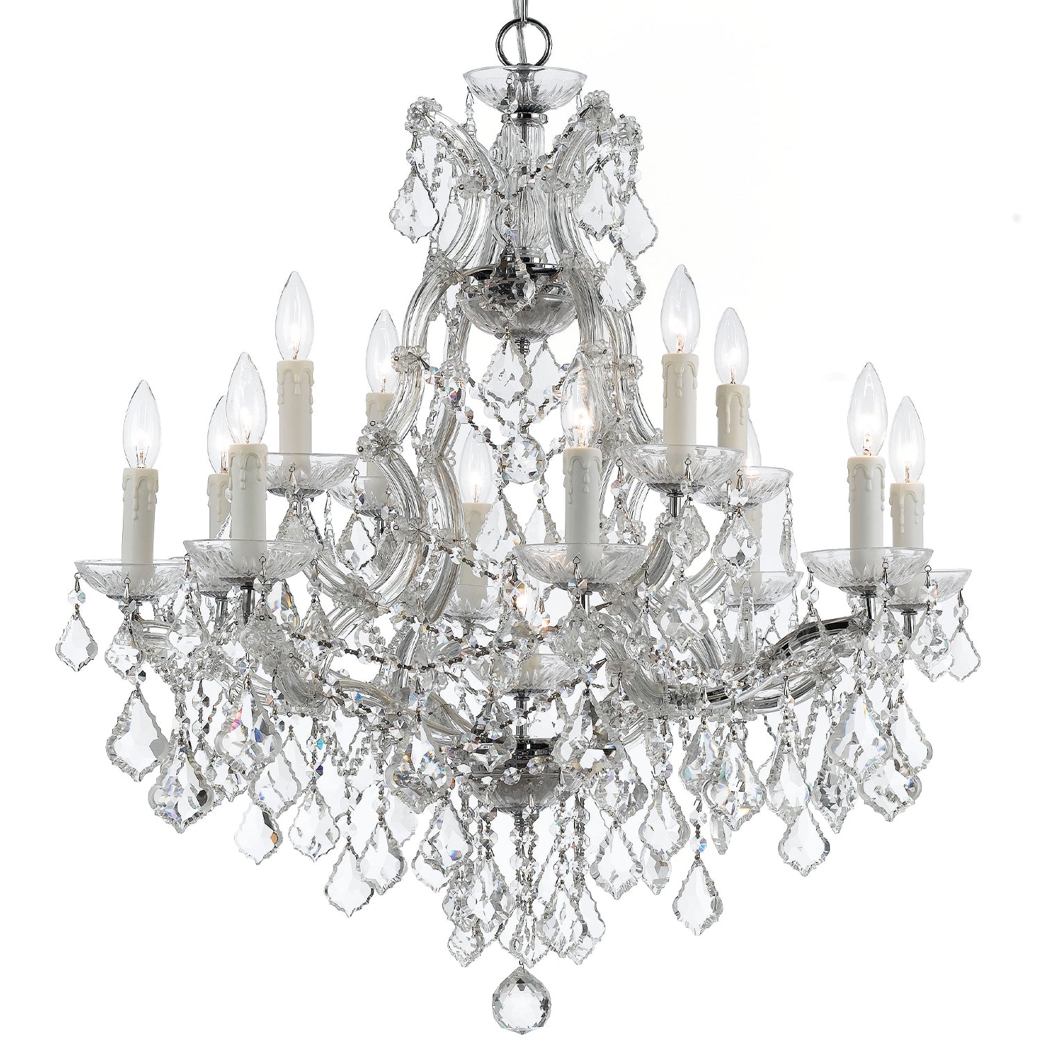 Crystorama Maria Theresa 4412-CH-CL-MWP – 29 Inch – 13 Light – Chandelier – Clear Crystal – Polished Chrome – Dry Rated