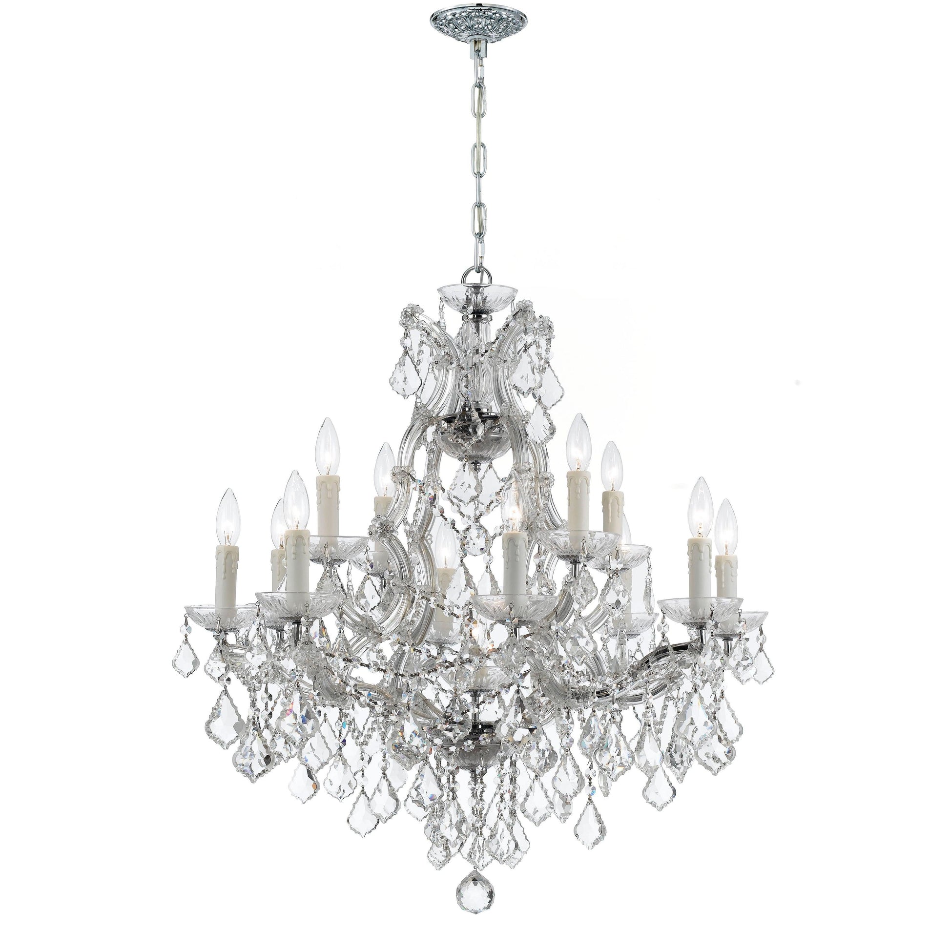 Crystorama Maria Theresa 4412-CH-CL-SAQ – 29 Inch – 13 Light – Chandelier – Clear Crystal – Polished Chrome – Dry Rated