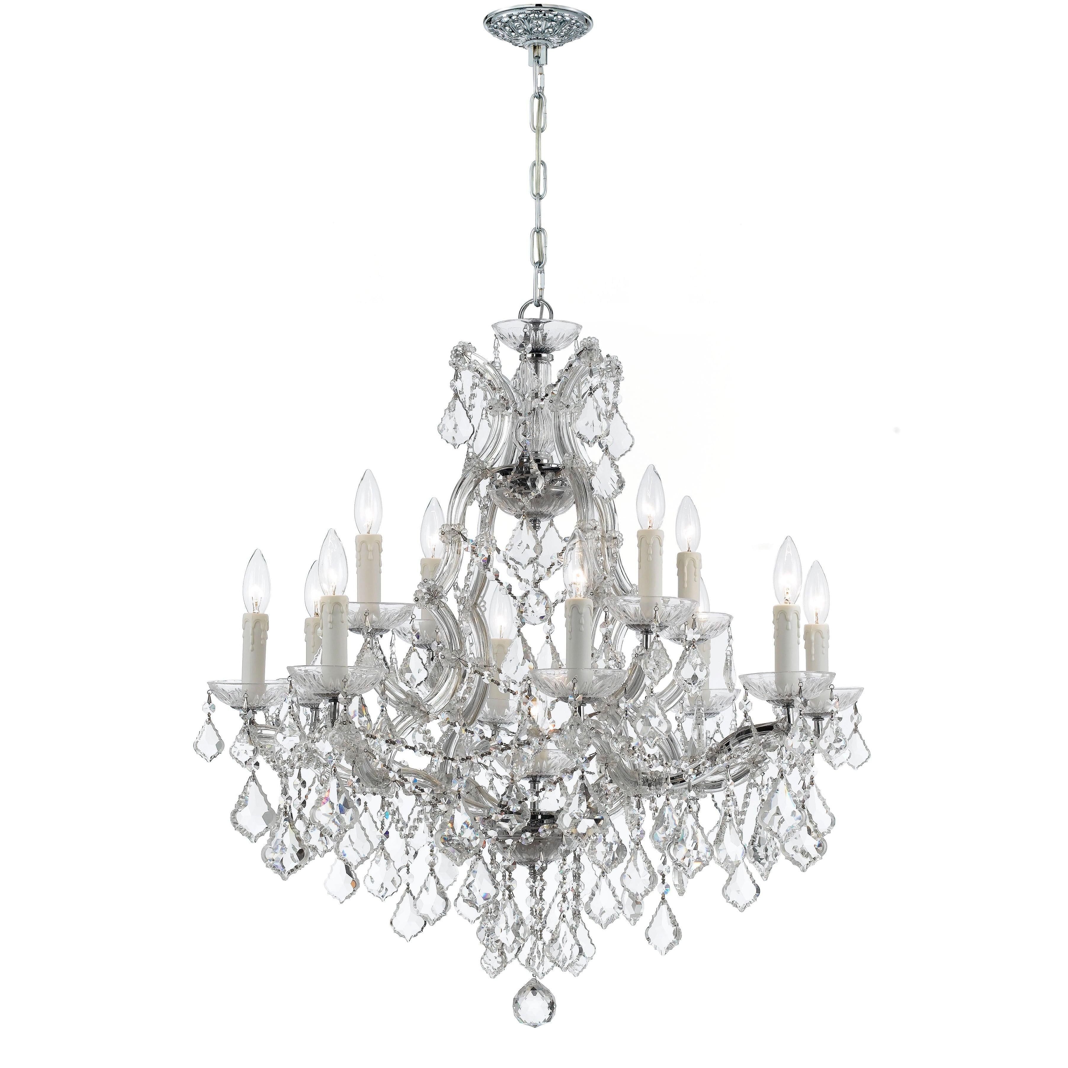 Crystorama Maria Theresa 4412-CH-CL-SAQ – 29 Inch – 13 Light – Chandelier – Clear Crystal – Polished Chrome – Dry Rated
