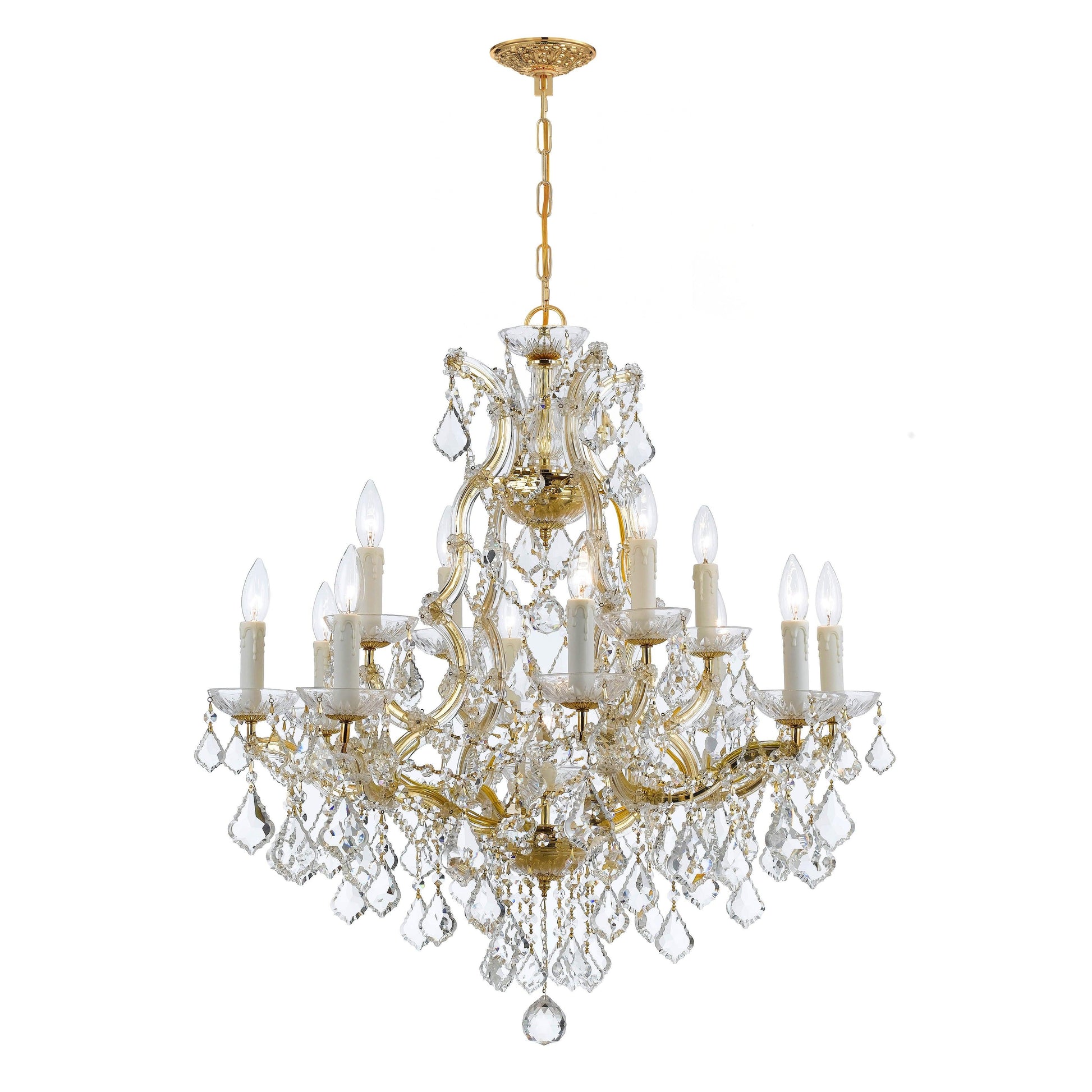 Crystorama Maria Theresa 4412-GD-CL-I – 29 Inch – 13 Light – Chandelier – Clear Crystal – Gold – Dry Rated