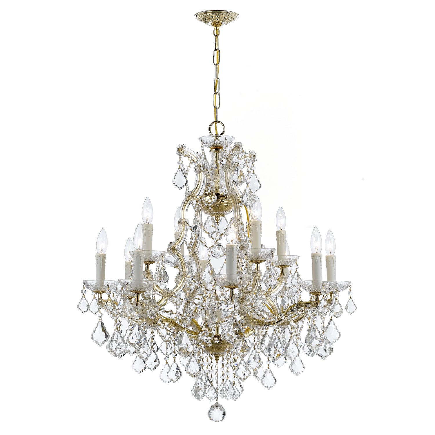 Crystorama Maria Theresa 4412-GD-CL-MWP – 29 Inch – 13 Light – Chandelier – Clear Crystal – Gold – Dry Rated