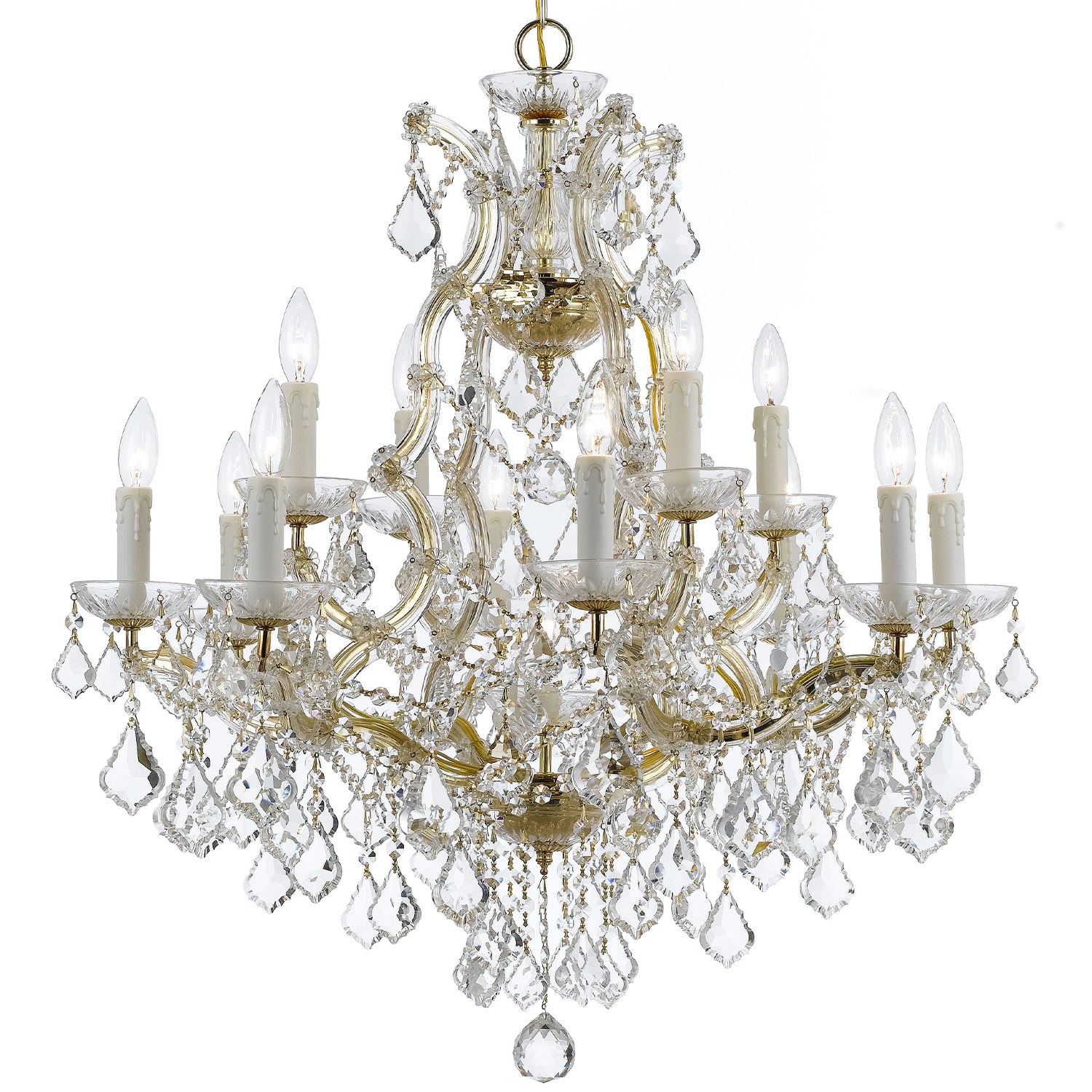 Crystorama Maria Theresa 4412-GD-CL-MWP – 29 Inch – 13 Light – Chandelier – Clear Crystal – Gold – Dry Rated