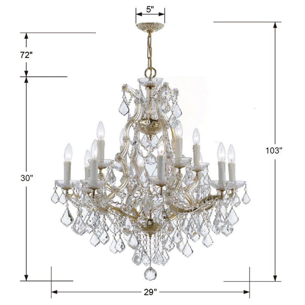 Crystorama Maria Theresa 4412-GD-CL-MWP – 29 Inch – 13 Light – Chandelier – Clear Crystal – Gold – Dry Rated