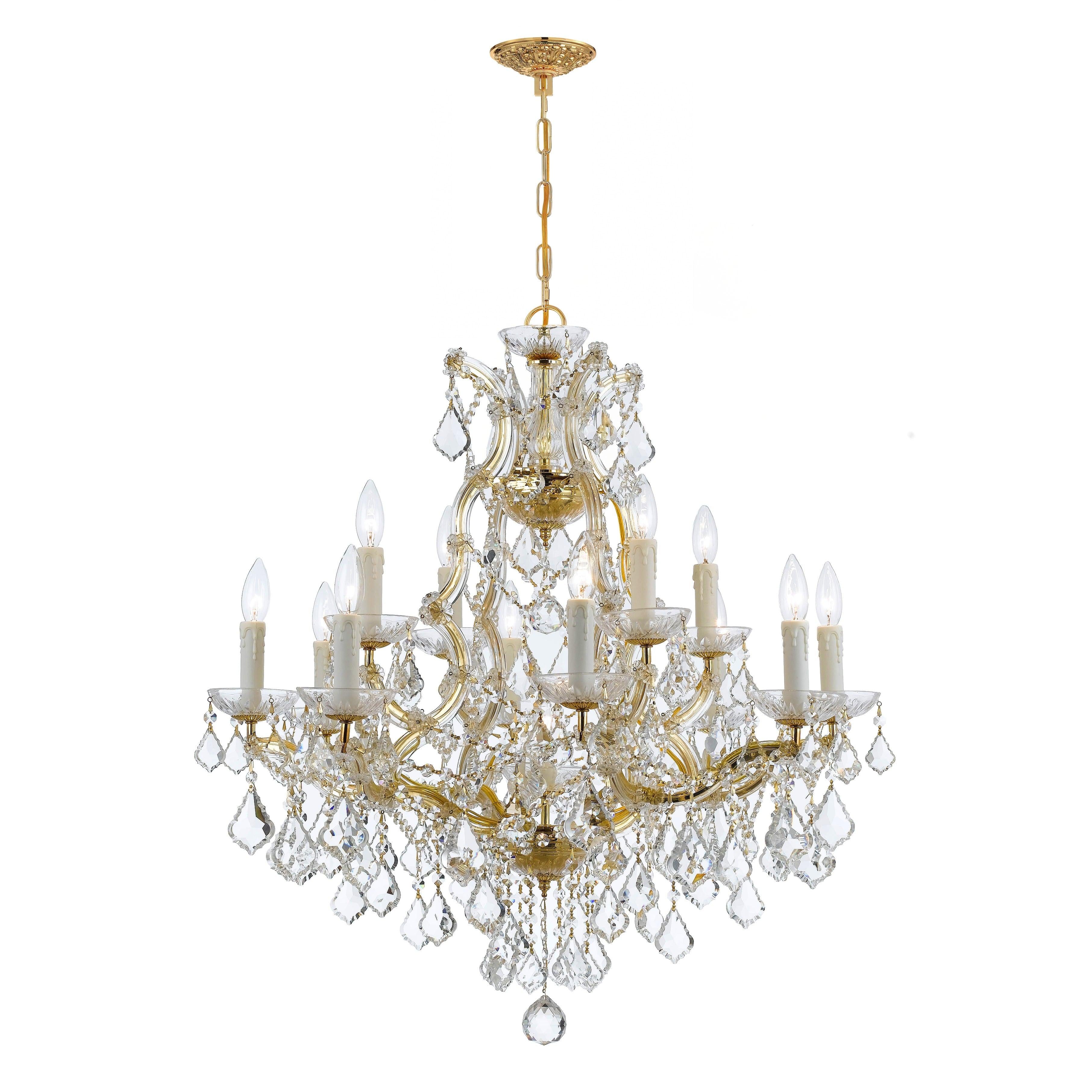 Crystorama Maria Theresa 4412-GD-CL-S – 29 Inch – 13 Light – Chandelier – Clear Crystal – Gold – Dry Rated