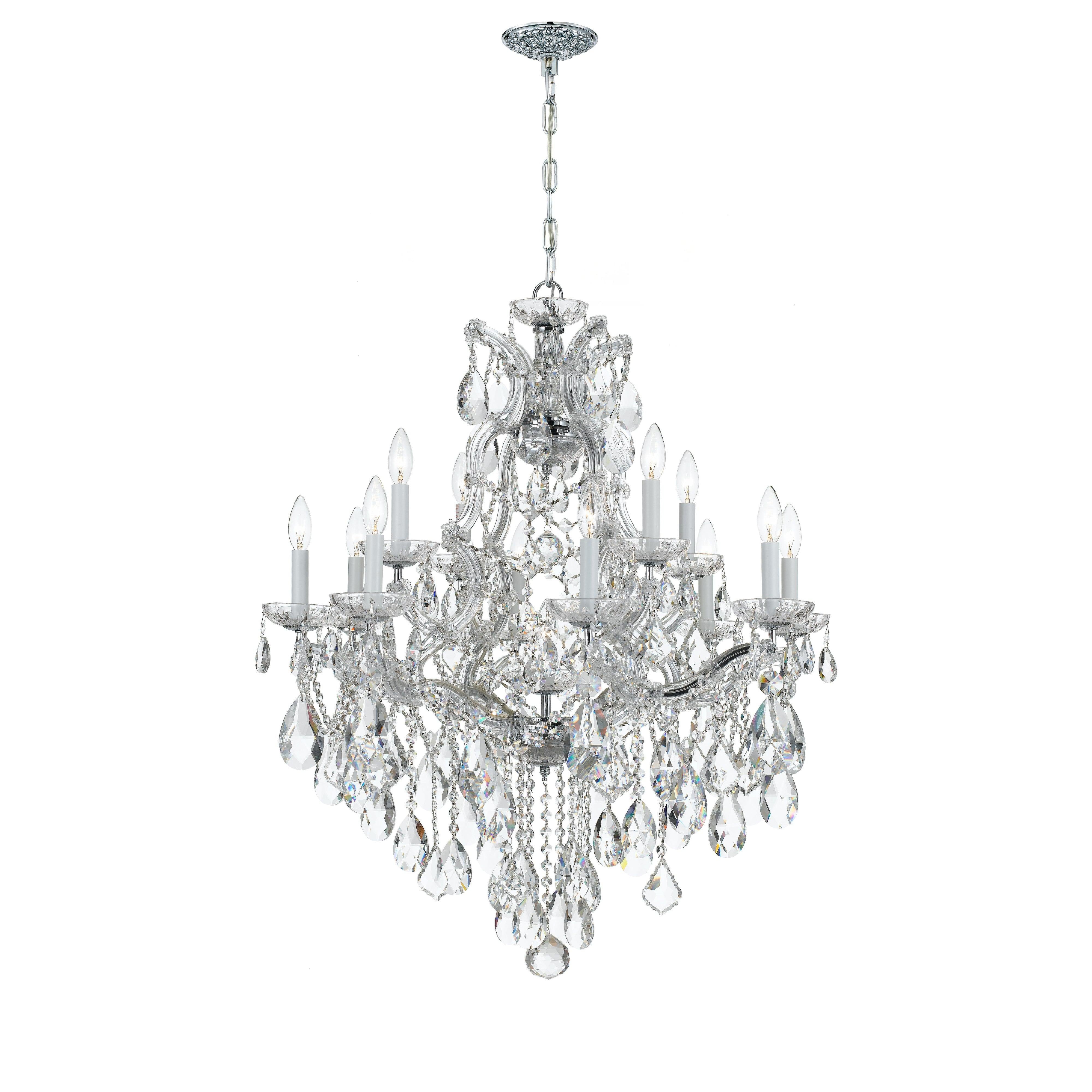 Crystorama Maria Theresa 4413-CH-CL-S – 28 Inch – 13 Light – Chandelier – Clear Crystal – Polished Chrome – Dry Rated