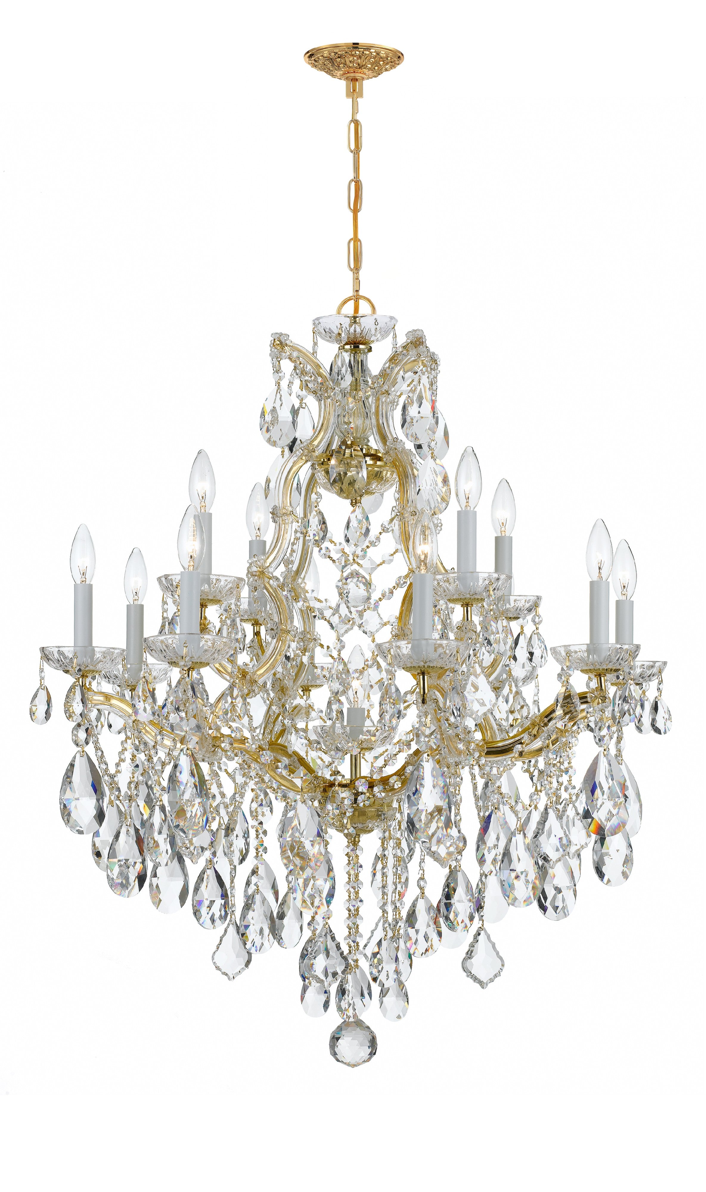 Crystorama Maria Theresa 4413-GD-CL-MWP – 28 Inch – 13 Light – Chandelier – Clear Crystal – Gold – Dry Rated