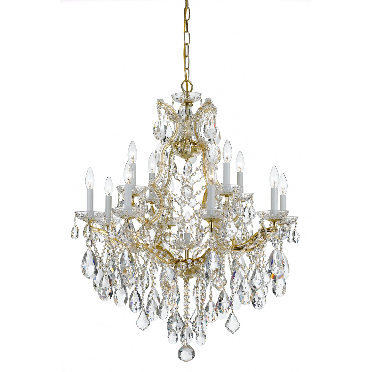 Crystorama Maria Theresa 4413-GD-CL-MWP – 28 Inch – 13 Light – Chandelier – Clear Crystal – Gold – Dry Rated