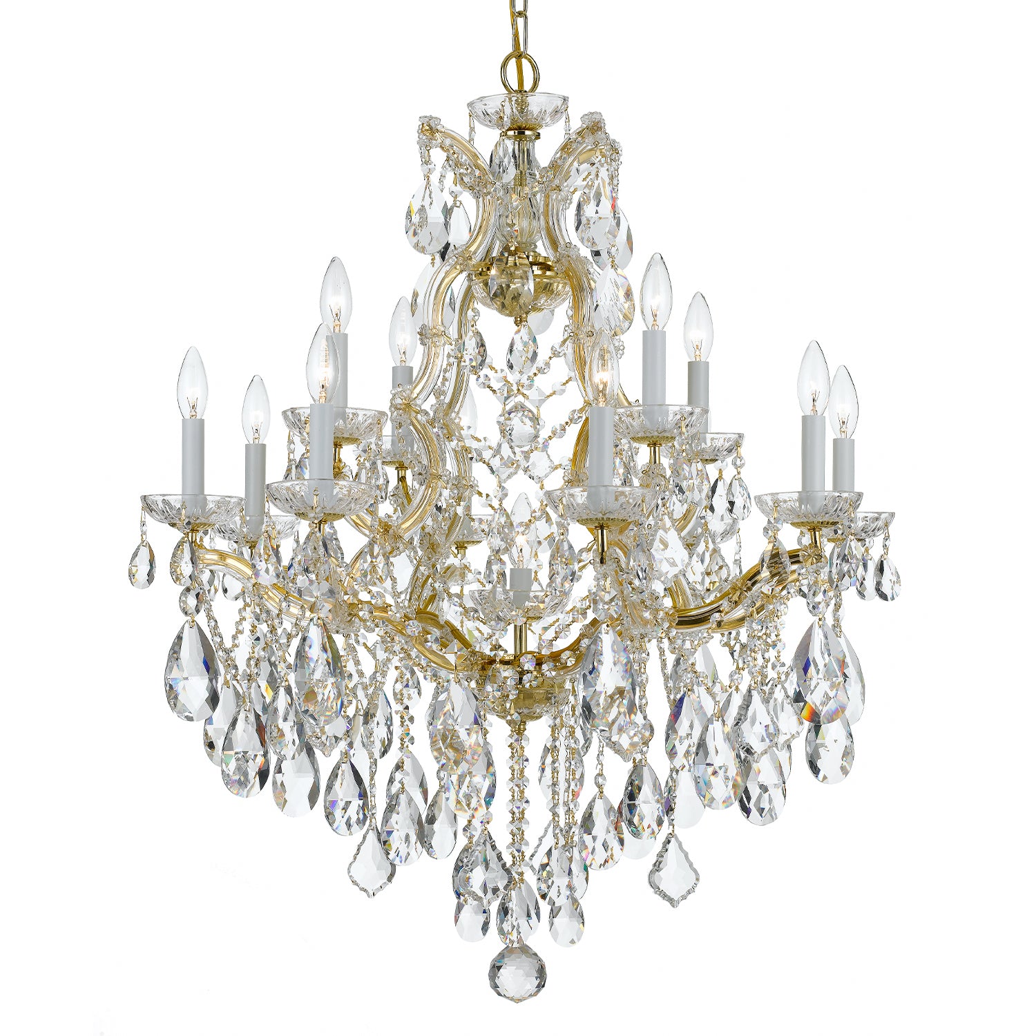 Crystorama Maria Theresa 4413-GD-CL-MWP – 28 Inch – 13 Light – Chandelier – Clear Crystal – Gold – Dry Rated