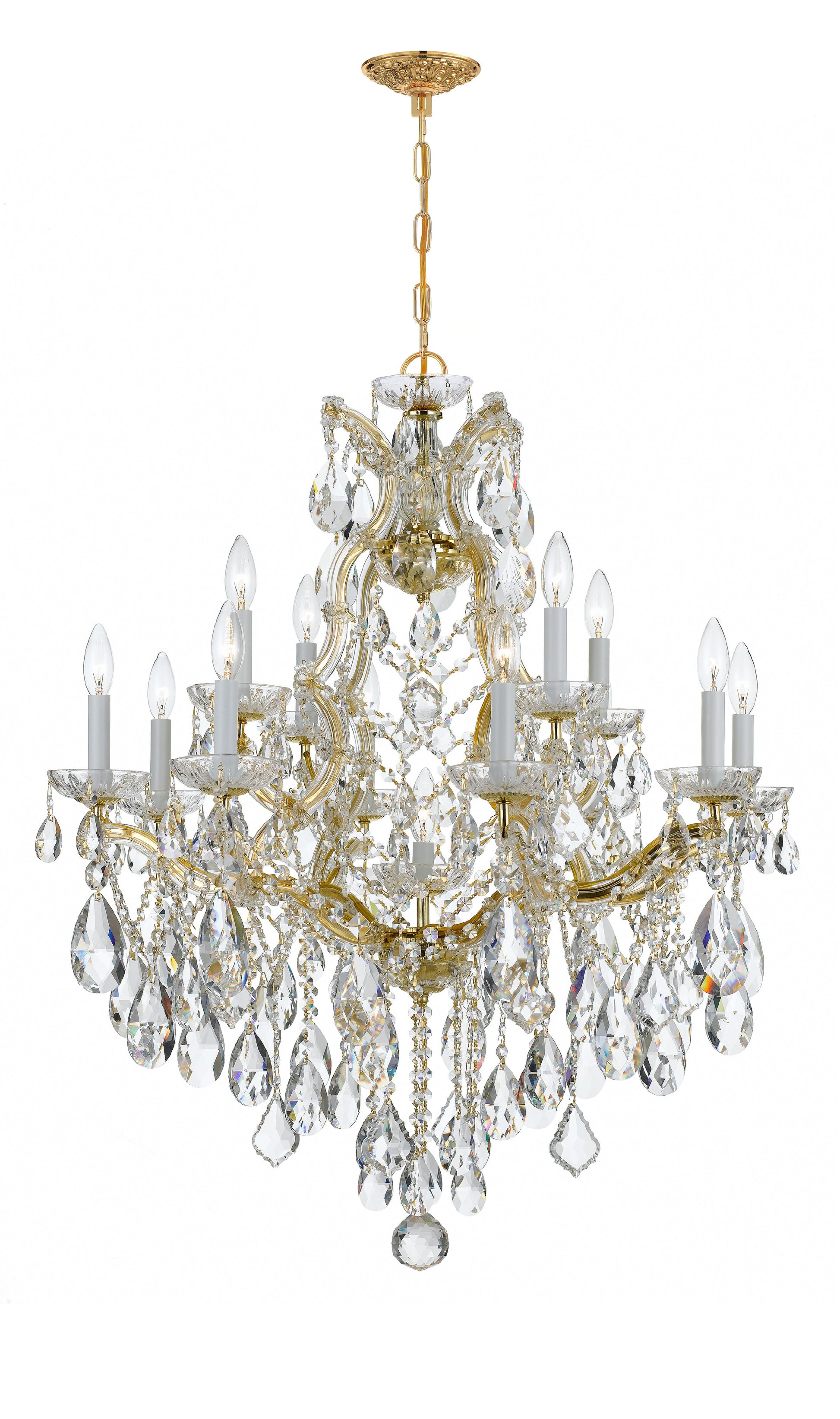 Crystorama Maria Theresa 4413-GD-CL-SAQ – 28 Inch – 13 Light – Chandelier – Clear Crystal – Gold – Dry Rated