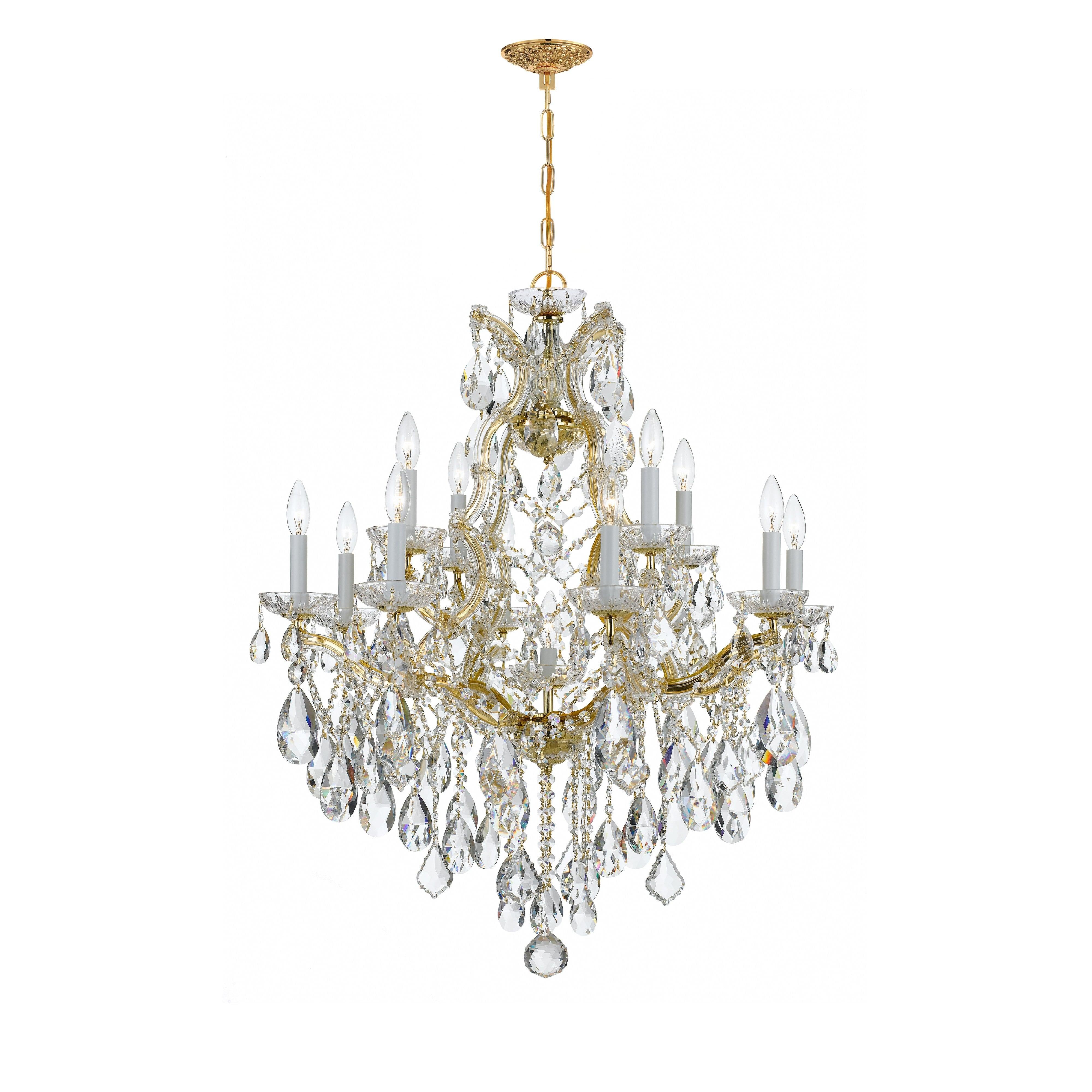 Crystorama Maria Theresa 4413-GD-CL-SAQ – 28 Inch – 13 Light – Chandelier – Clear Crystal – Gold – Dry Rated