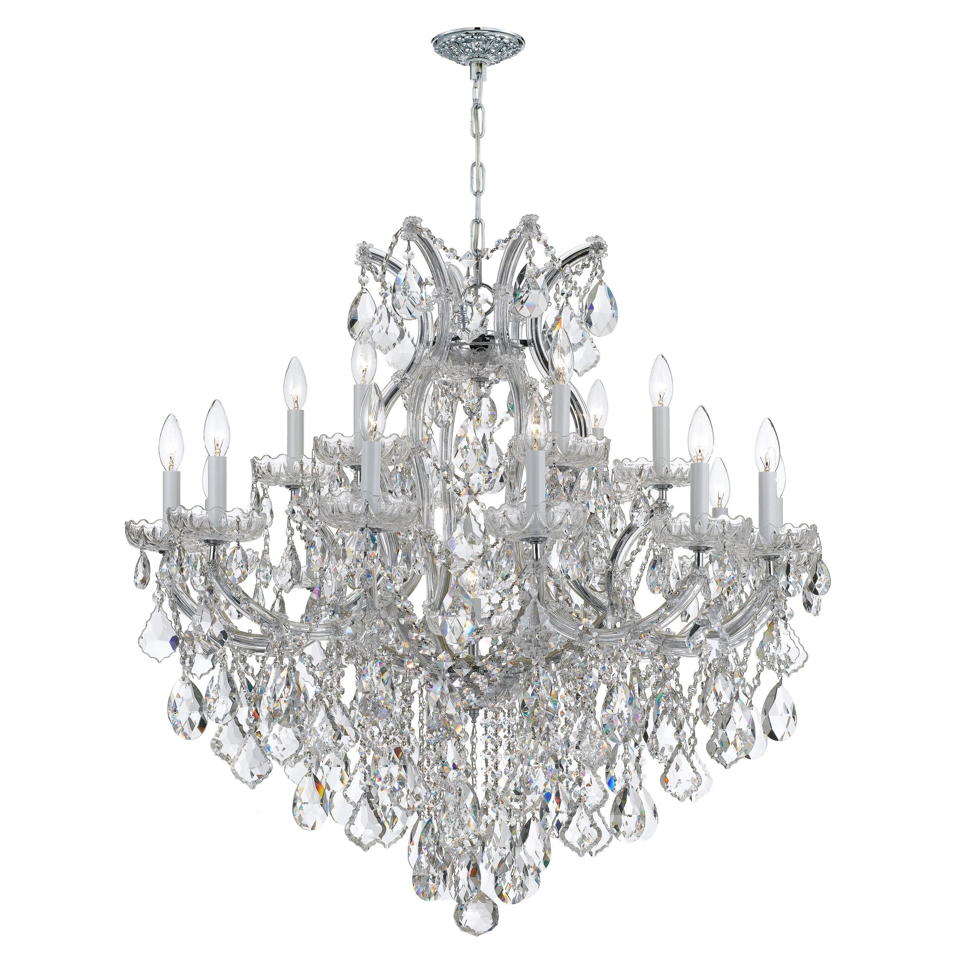 Crystorama Maria Theresa 4418-CH-CL-I – 38 Inch – 19 Light – Chandelier – Clear Crystal – Polished Chrome – Dry Rated