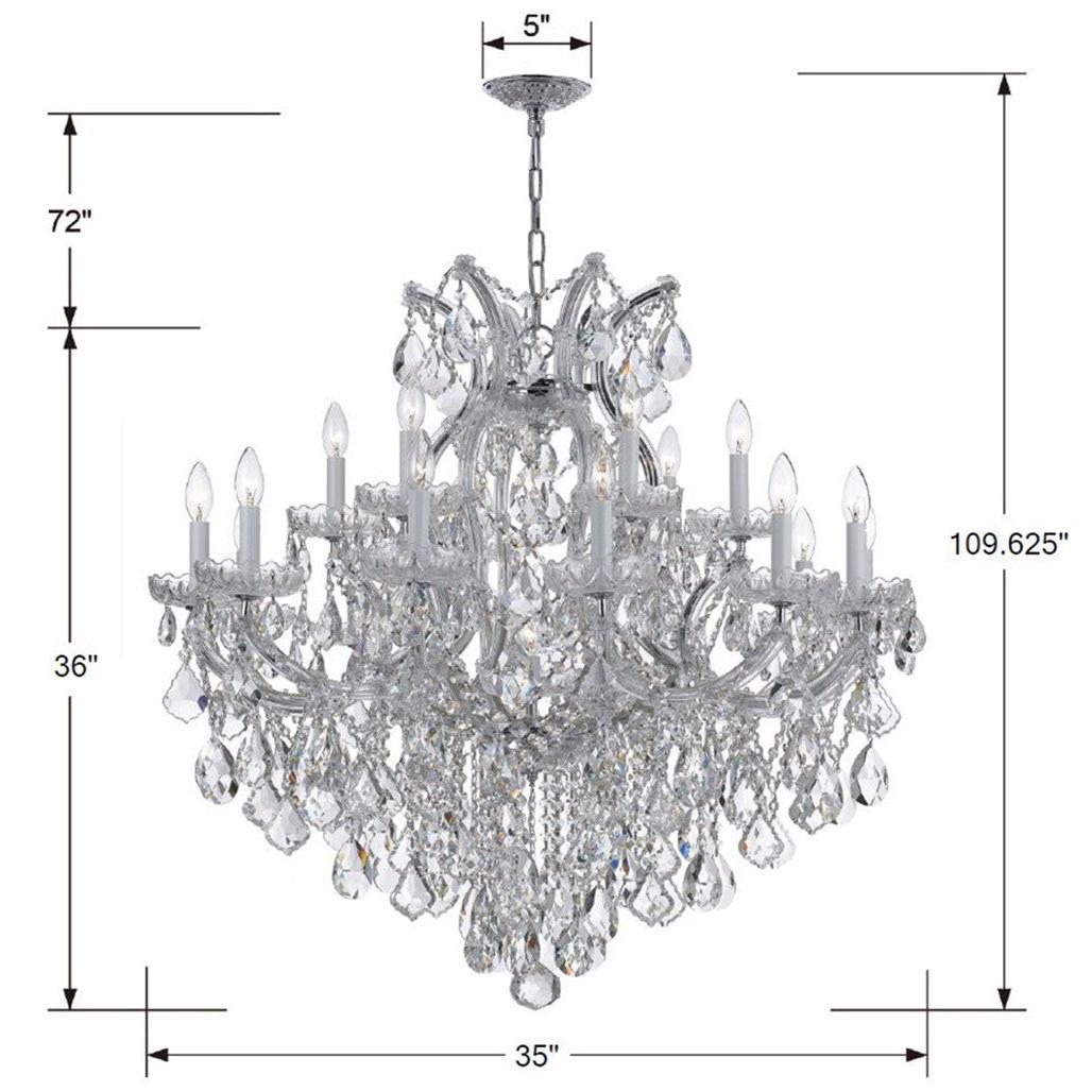 Crystorama Maria Theresa 4418-CH-CL-I – 38 Inch – 19 Light – Chandelier – Clear Crystal – Polished Chrome – Dry Rated