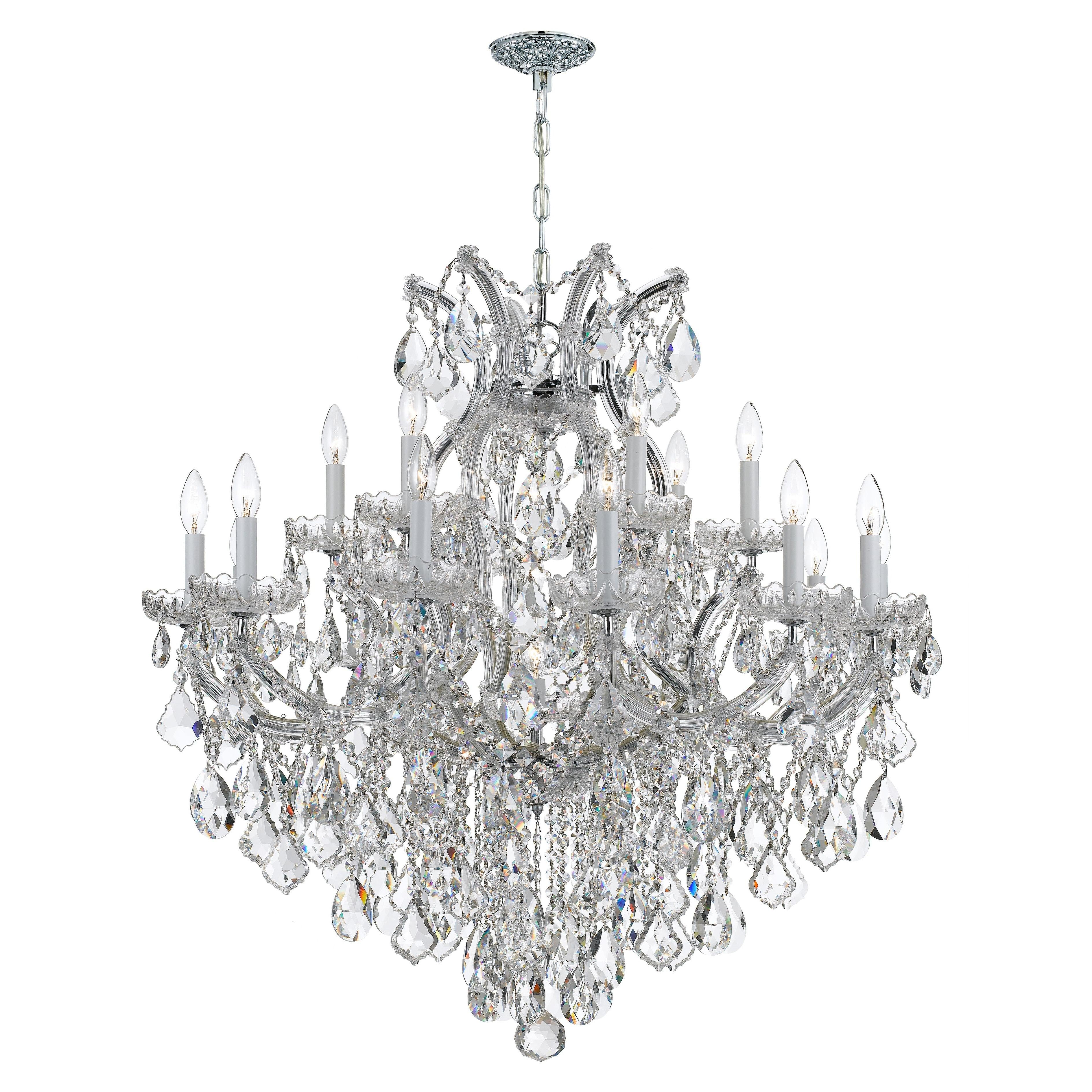 Crystorama Maria Theresa 4418-CH-CL-MWP – 38 Inch – 19 Light – Chandelier – Clear Crystal – Polished Chrome – Dry Rated