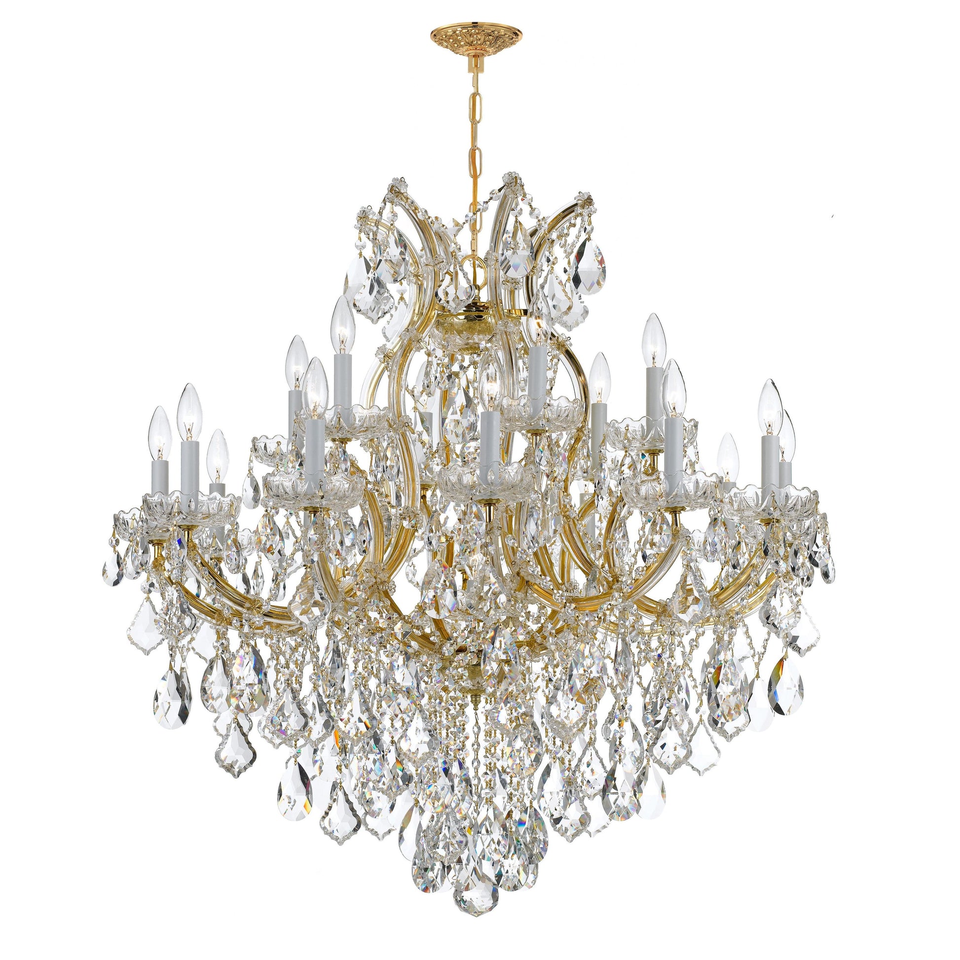 Crystorama Maria Theresa 4418-GD-CL-I – 38 Inch – 19 Light – Chandelier – Clear Crystal – Gold – Dry Rated