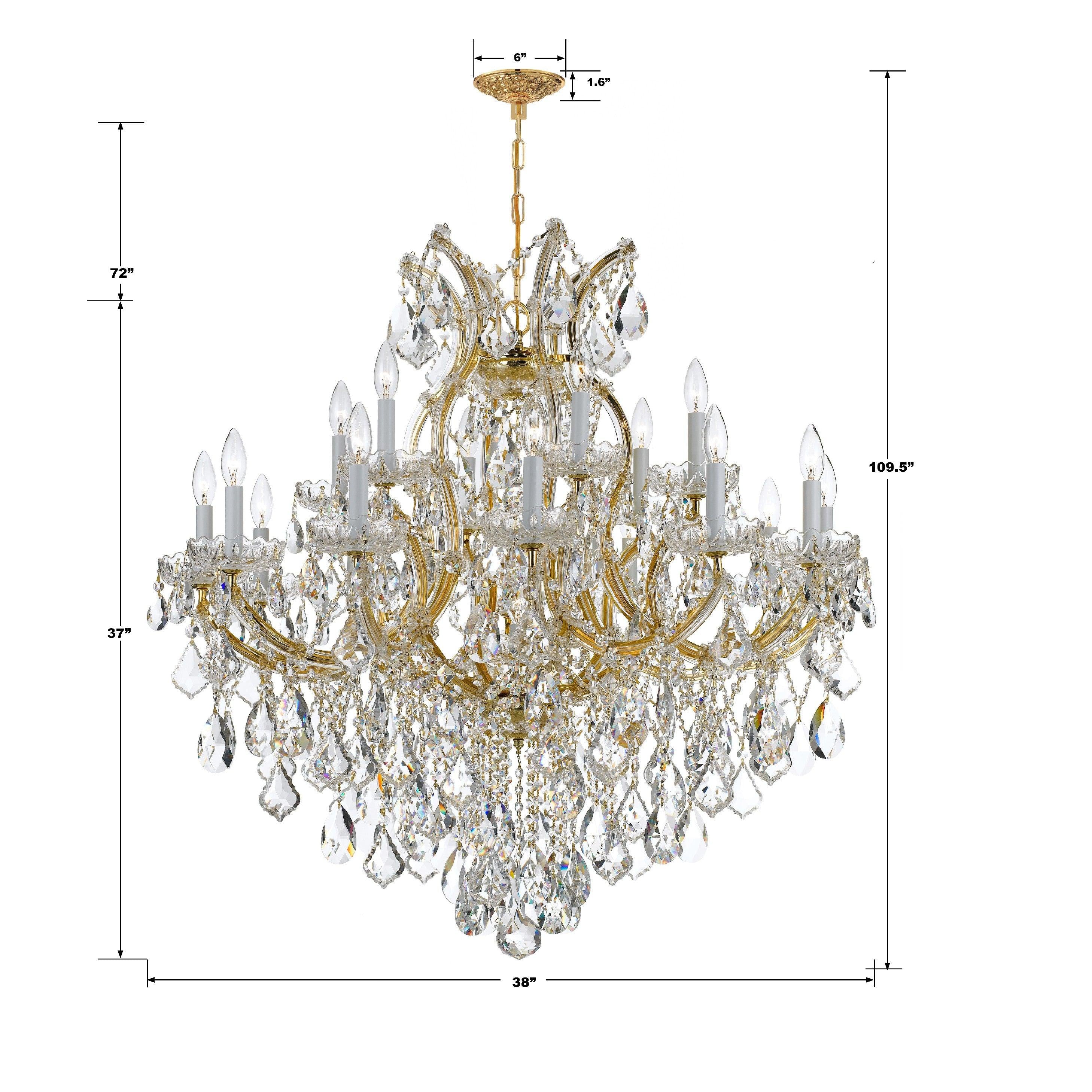 Crystorama Maria Theresa 4418-GD-CL-I – 38 Inch – 19 Light – Chandelier – Clear Crystal – Gold – Dry Rated
