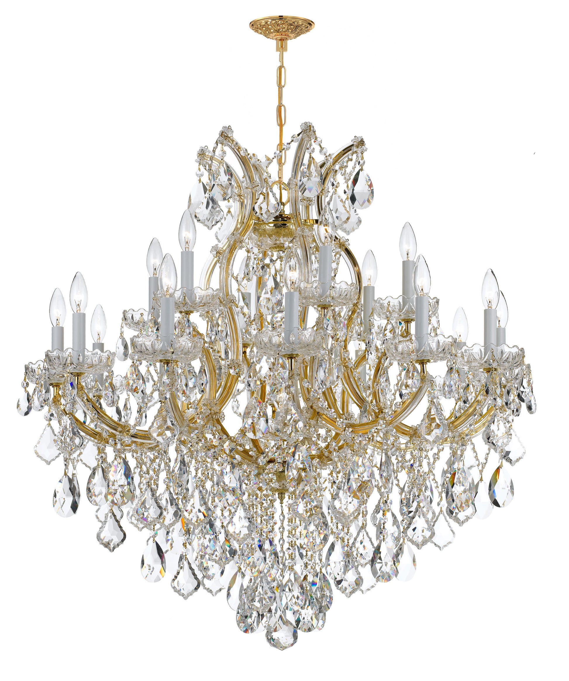 Crystorama Maria Theresa 4418-GD-CL-MWP – 38 Inch – 19 Light – Chandelier – Clear Crystal – Gold – Dry Rated