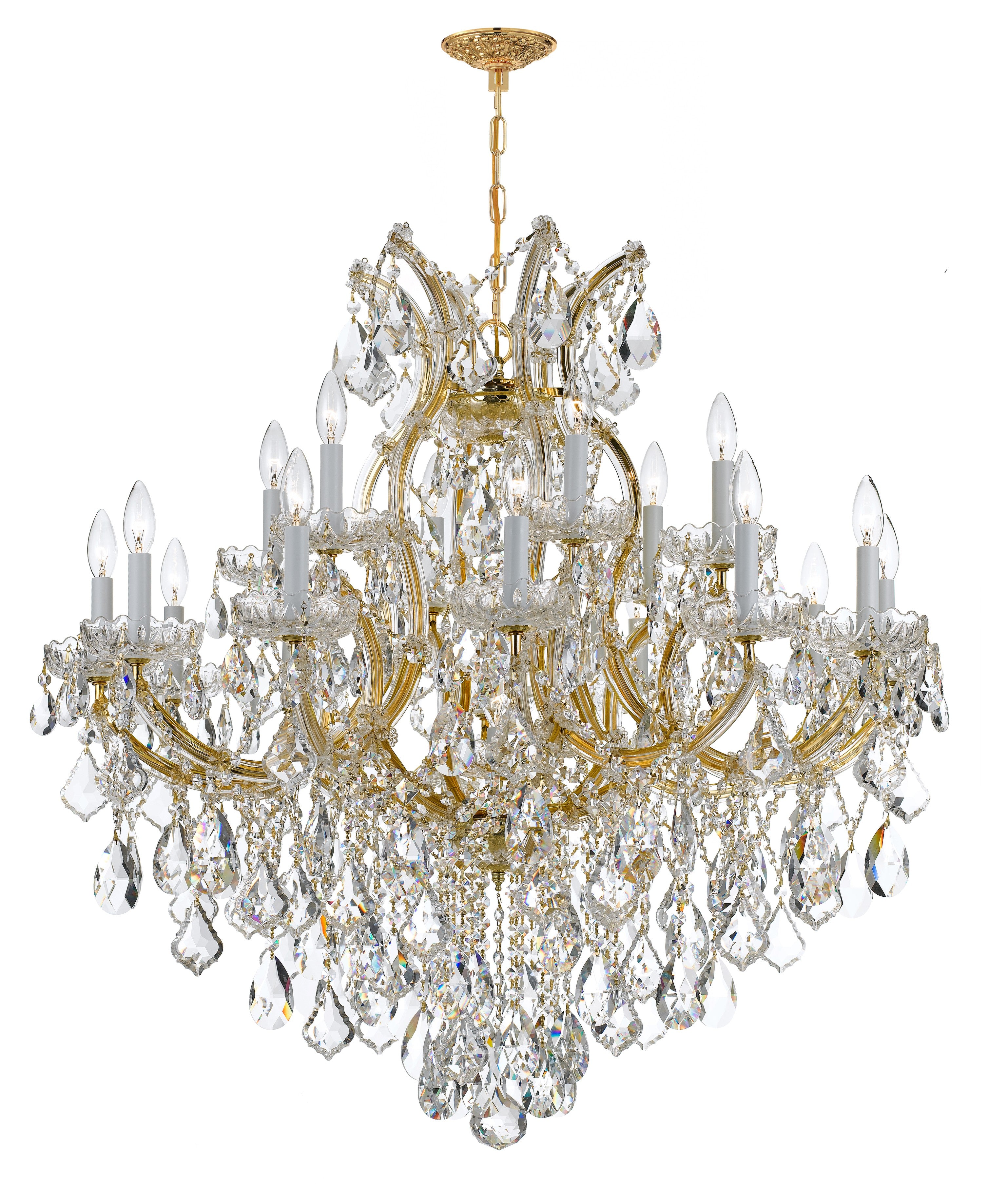 Crystorama Maria Theresa 4418-GD-CL-MWP – 38 Inch – 19 Light – Chandelier – Clear Crystal – Gold – Dry Rated