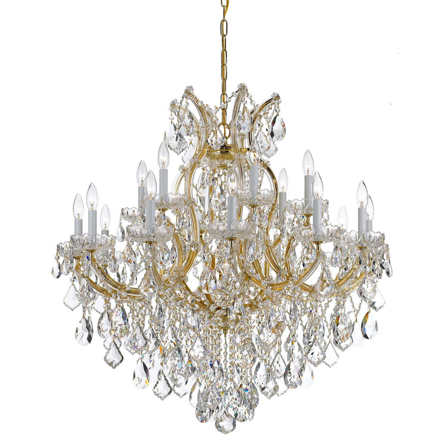 Crystorama Maria Theresa 4418-GD-CL-MWP – 38 Inch – 19 Light – Chandelier – Clear Crystal – Gold – Dry Rated