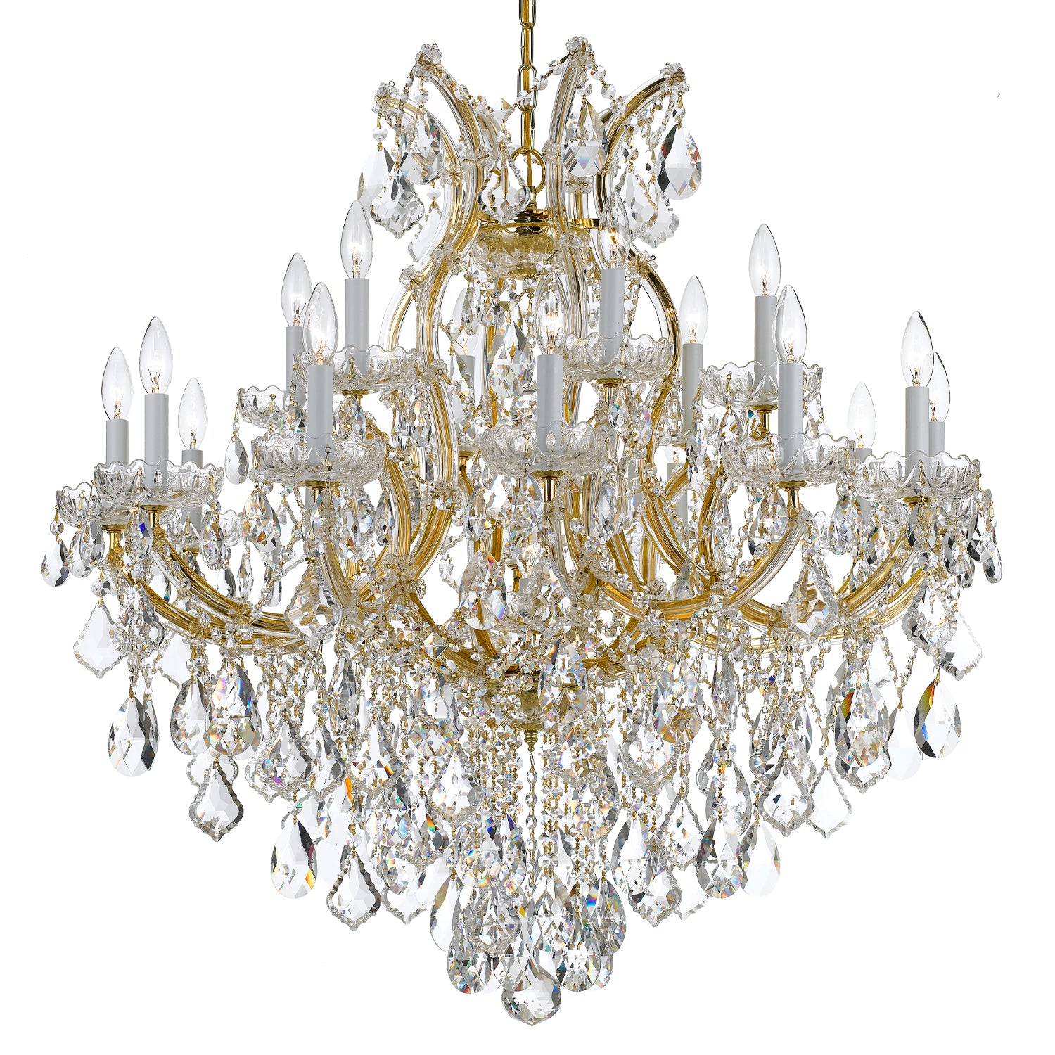 Crystorama Maria Theresa 4418-GD-CL-MWP – 38 Inch – 19 Light – Chandelier – Clear Crystal – Gold – Dry Rated