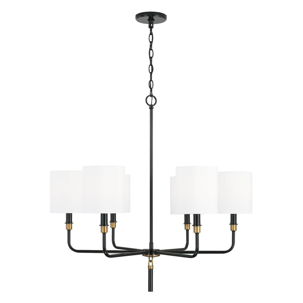 Capital Lighting BECKHAM 441961YA-702 Chandelier Modern - Glossy Black And Aged Brass