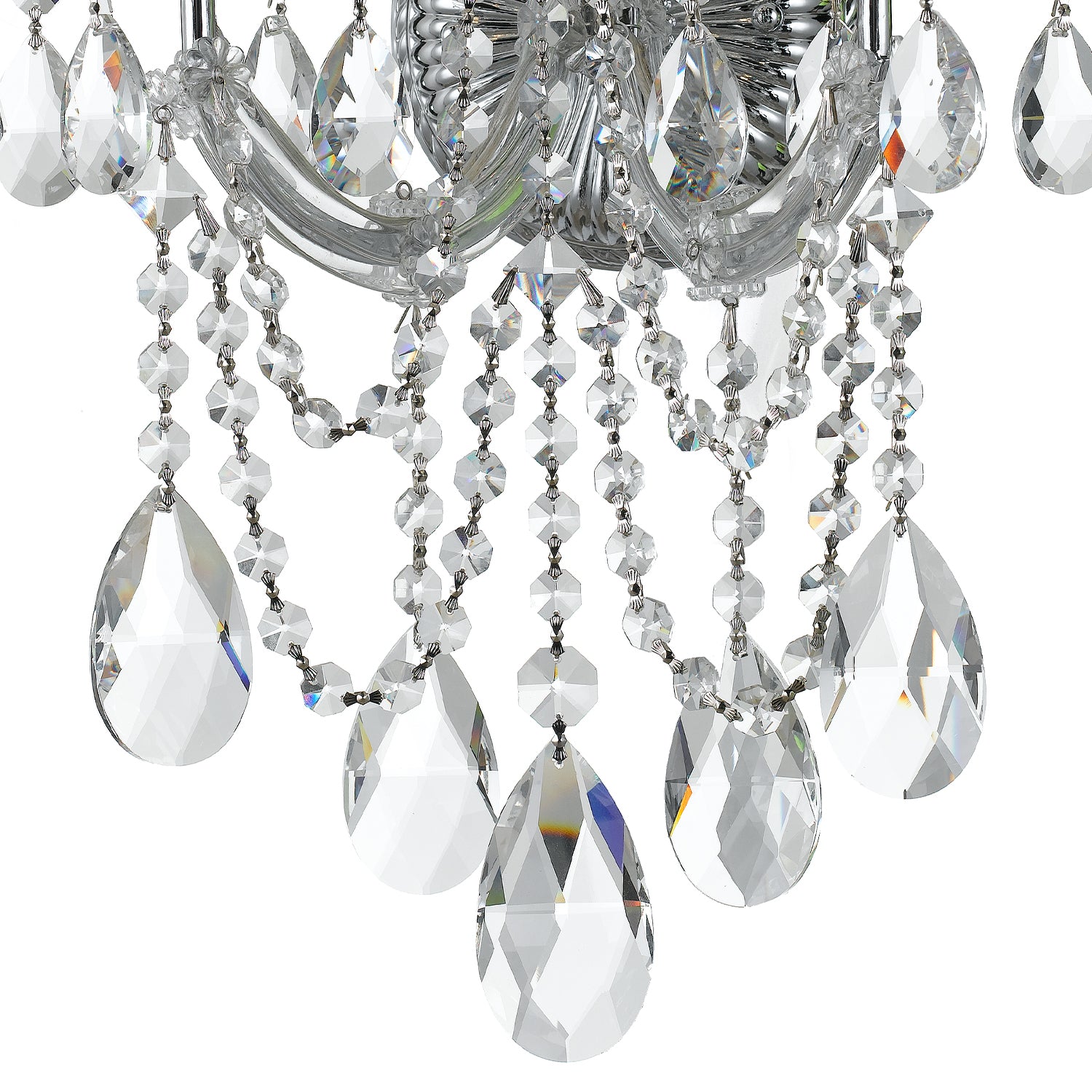 Crystorama Maria Theresa 4423-CH-CL-SAQ – 11 Inch – 3 Light – Sconce – Clear Crystal – Polished Chrome – Damp Rated