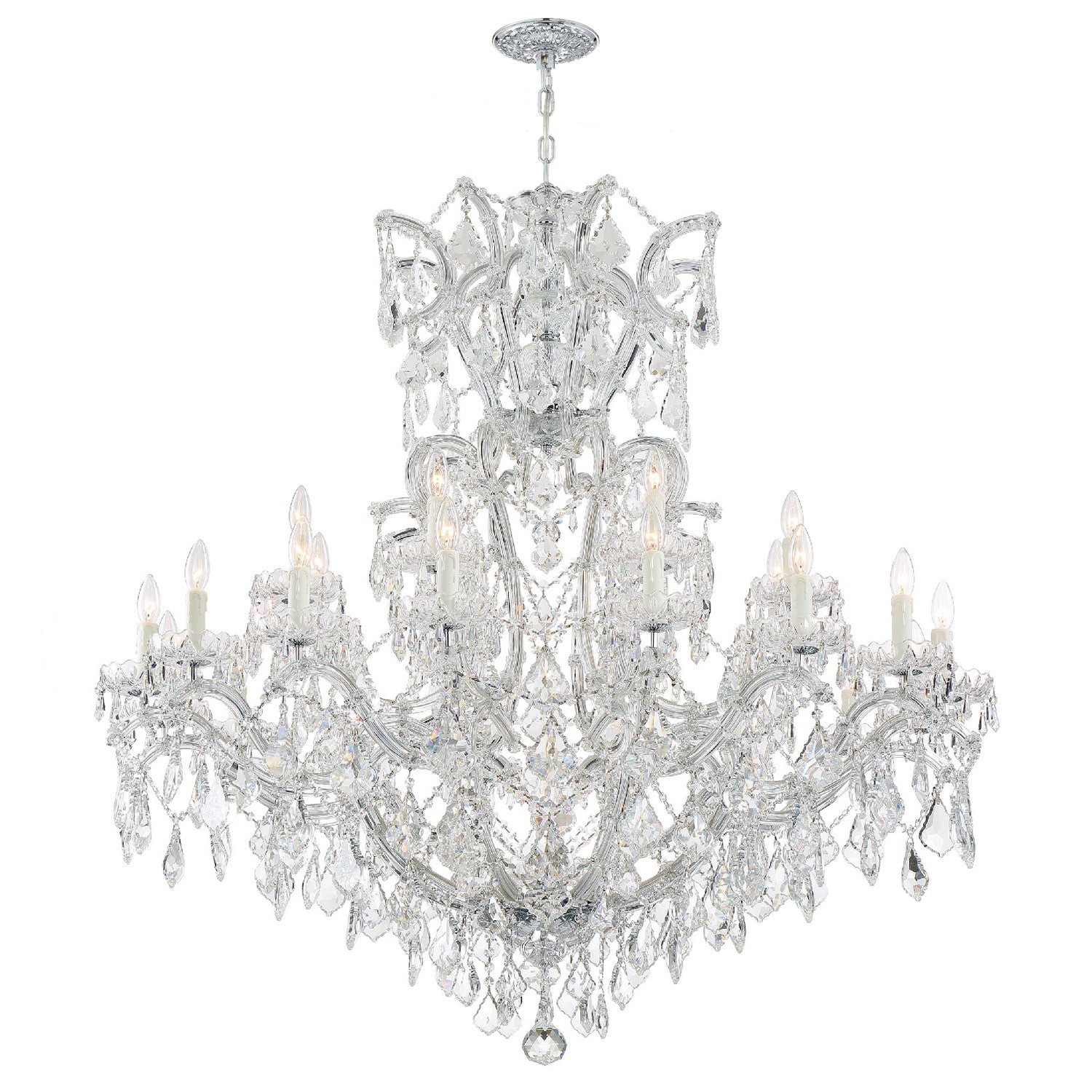 Crystorama Maria Theresa 4424-CH-CL-SAQ – 46 Inch – 25 Light – Chandelier – Clear Crystal – Polished Chrome – Dry Rated