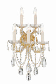 Crystorama Maria Theresa 4425-GD-CL-MWP – 13.5 Inch – 5 Light – Sconce – Clear Crystal – Gold – Dry Rated